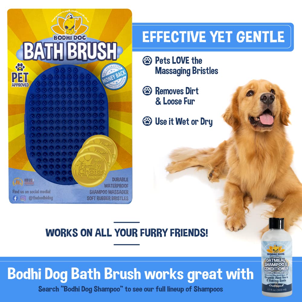 Bodhi Dog Shampoo Brush and Oatmeal Shampoo & Conditioner Bundle | Pet Shower & Bath Supplies for Cats & Dogs | Dog Grooming Qua
