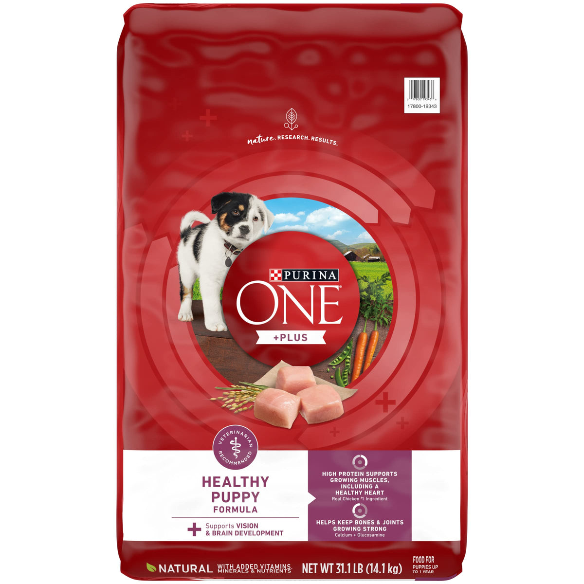 Purina One Plus Healthy Puppy Formula High Protein Natural Dry Puppy Food With Added Vitamins, Minerals And Nutrients - 31.1 Lb.