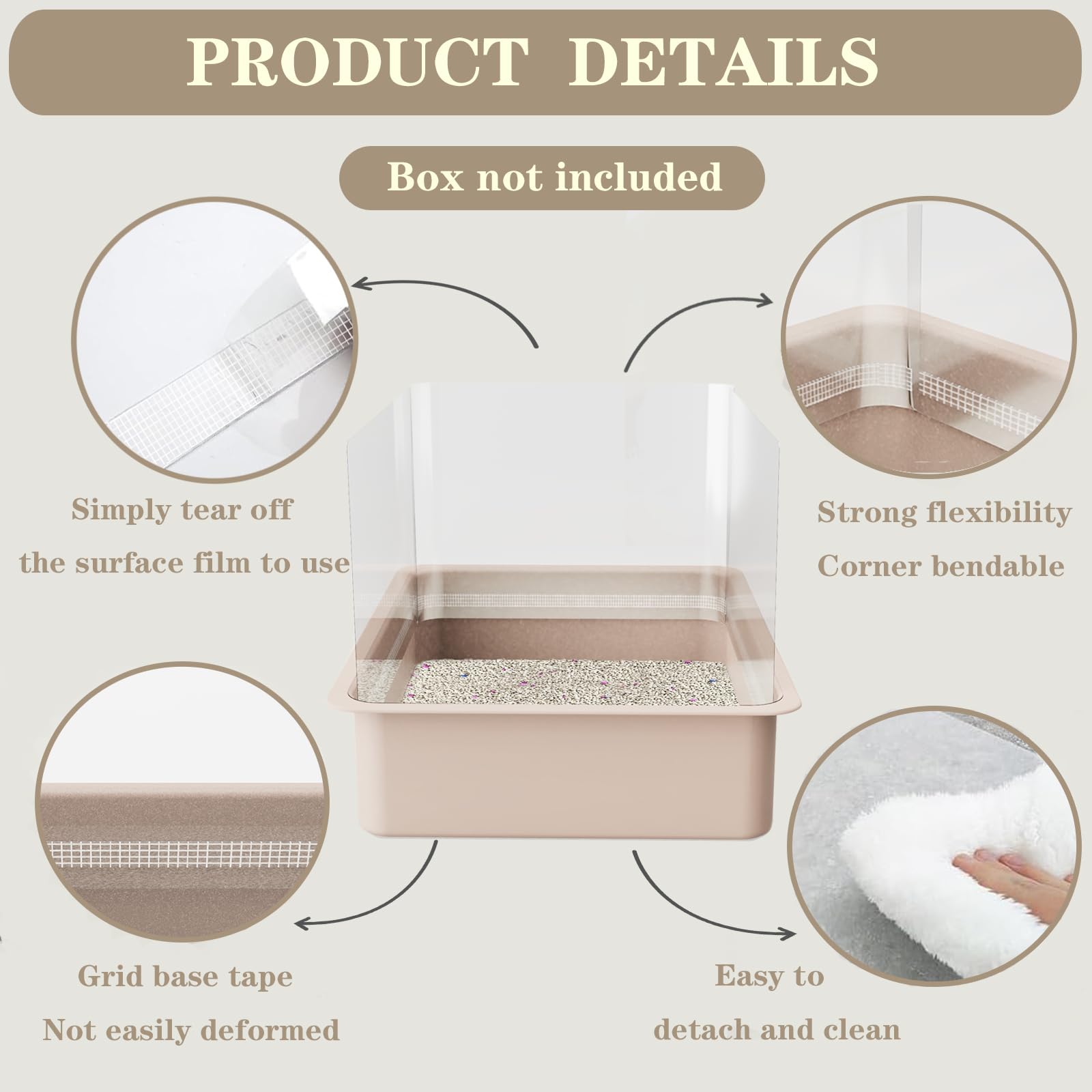 Qnbcaa 8Pcs Cat Litter Box Pee Shields - Open Top Litter Box Splash Guard Privacy Screen Transparent Easy Clean 14.5 * 11.5In