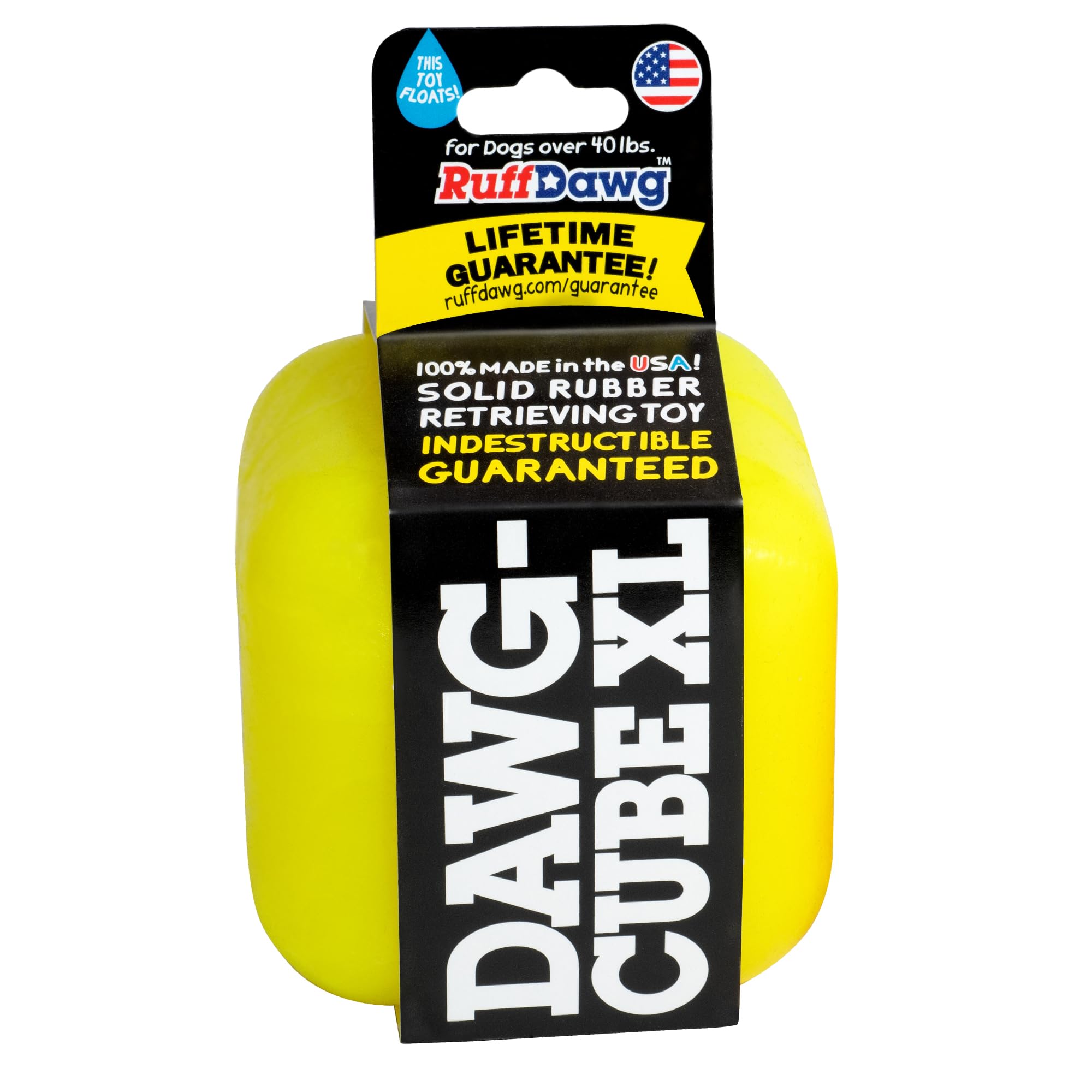 Ruff Dawg Dawg-Cube Xl - Durable Floating Dog Toy For Large Breeds - Made In The Usa - Assorted Neon Colors For High Visibility And Active Play