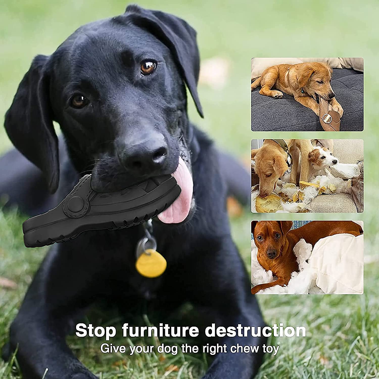 Tough Dog Toys For Aggressive Chewers, Indestructible Dog Toys, Durable Dog Chew Toys Natural Rubber Dog Toy With Bleef Flavor For Small/Medium/Large Interactive Squeaky Dogs (Black)