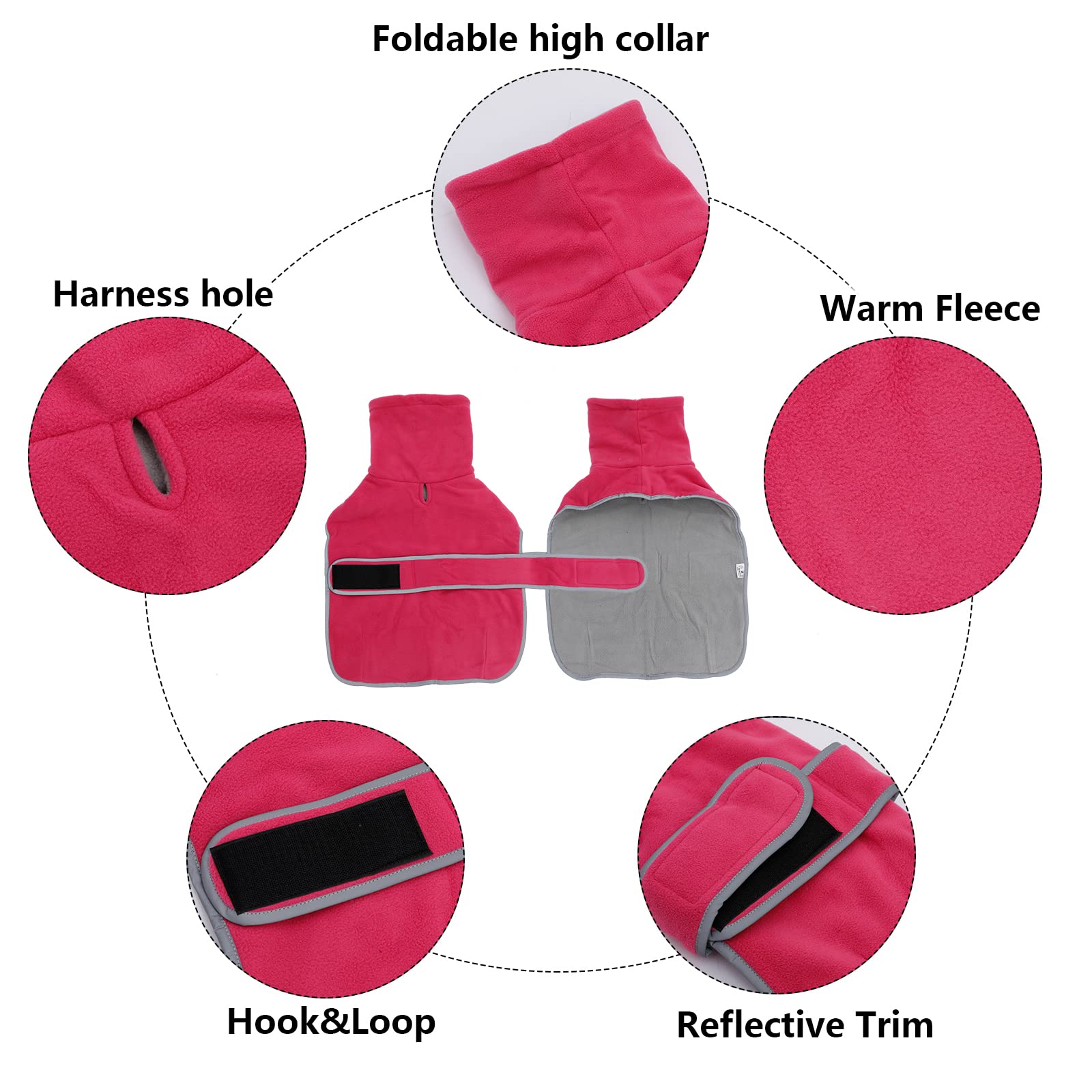 Dog Jacket, Dog Coat Perfect For Dachshunds, Dog Winter Coat With Padded Fleece Lining And High Collar, Dog Snowsuit With Adjustable Bands-Pink-L