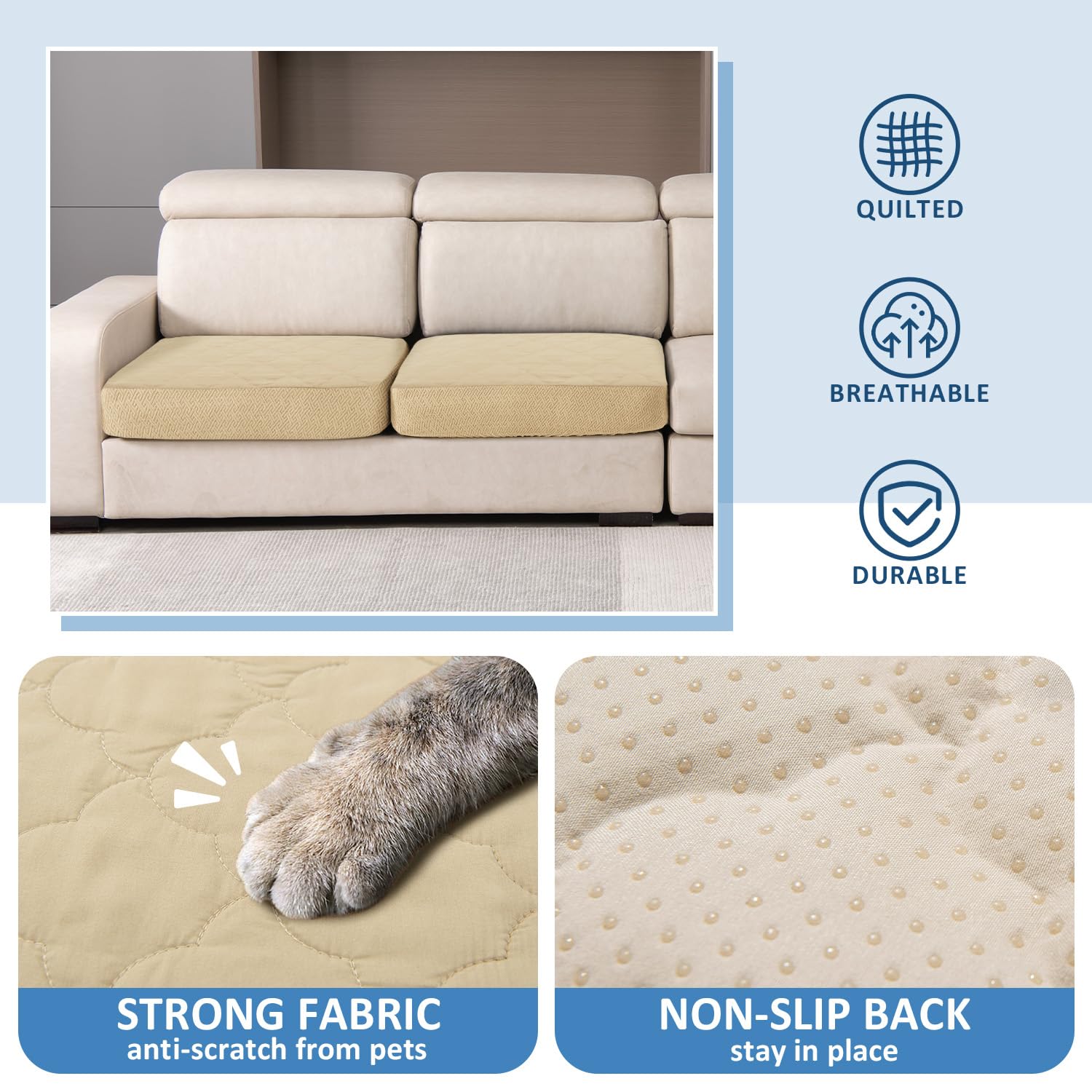 Chhkon Dog Bed Covers Replacement Washable Waterproof Pet Puppy Bed Cover For Dog(Beige,41X29X6 Inch)