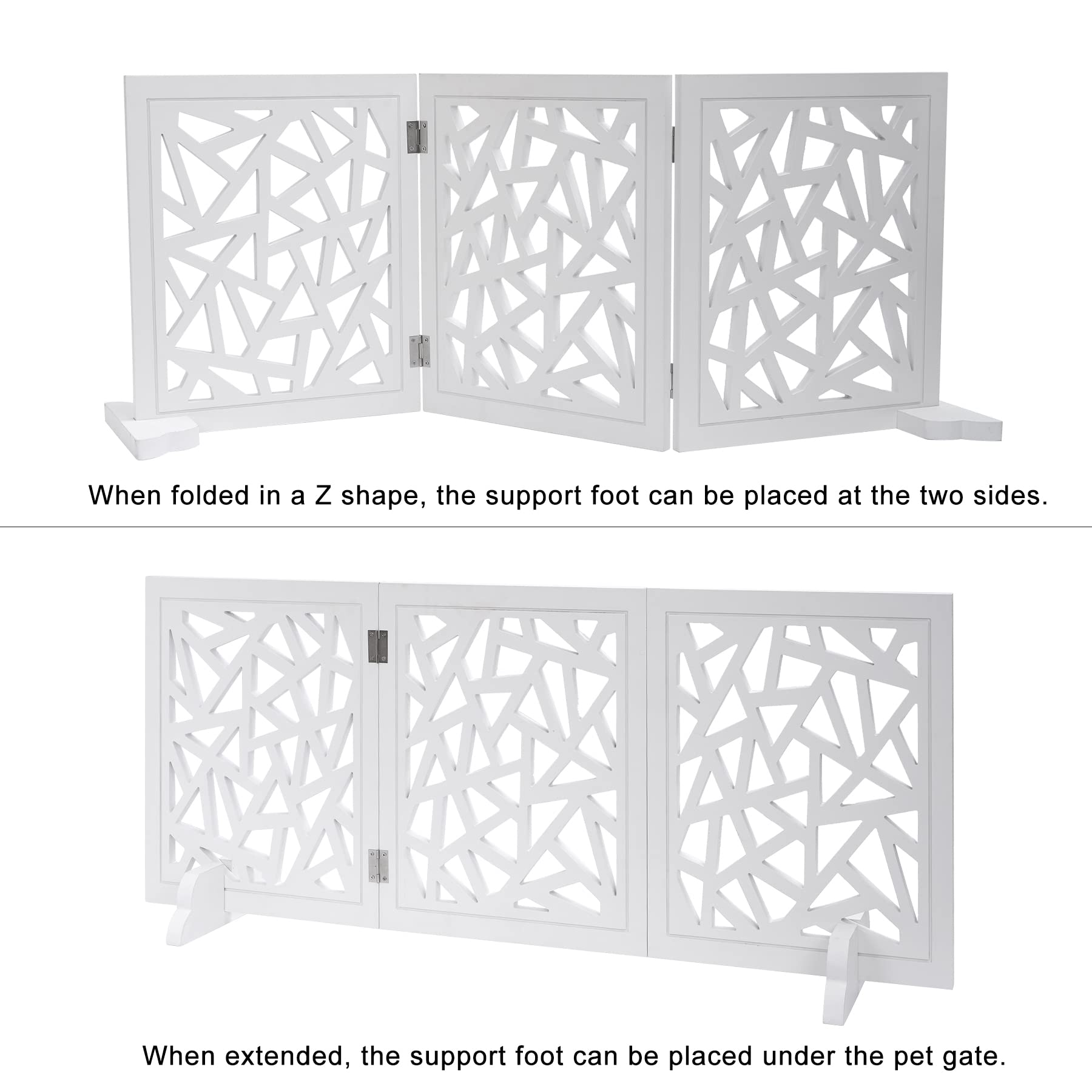 Cilxgqln Freestanding Pet Gate Dog Gate, 3-Panel Folding Puppy Gate Wooden Fence Barrier For Small Medium Pet, Indoor Cat Dog Ga