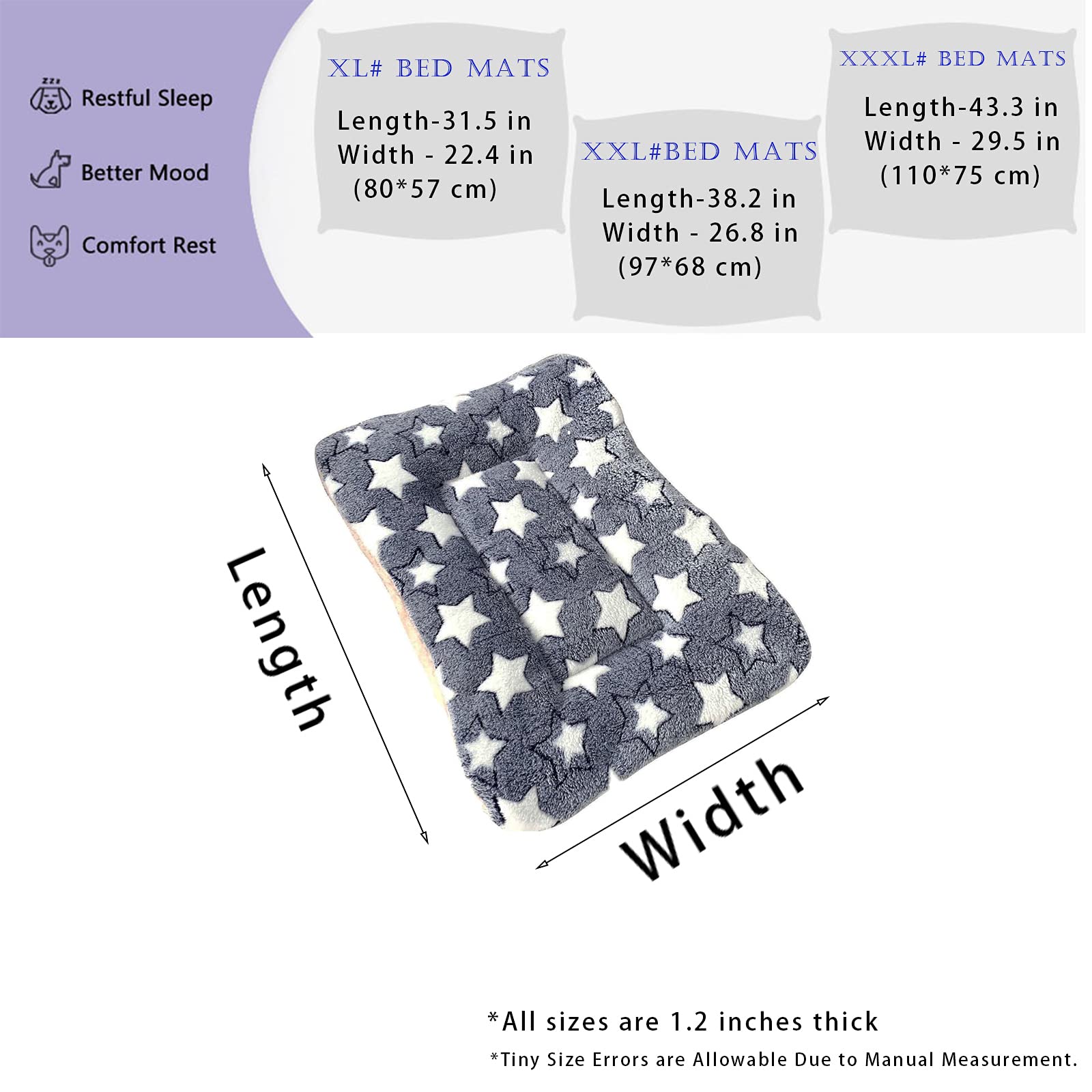 Homereign 2 Pcs Pet Bed Mats. Ultra Soft Pet (Dog/Cat) Bed With Cute Prints. Reversible Faux Lambswool Kennel Pad For Medium Sma
