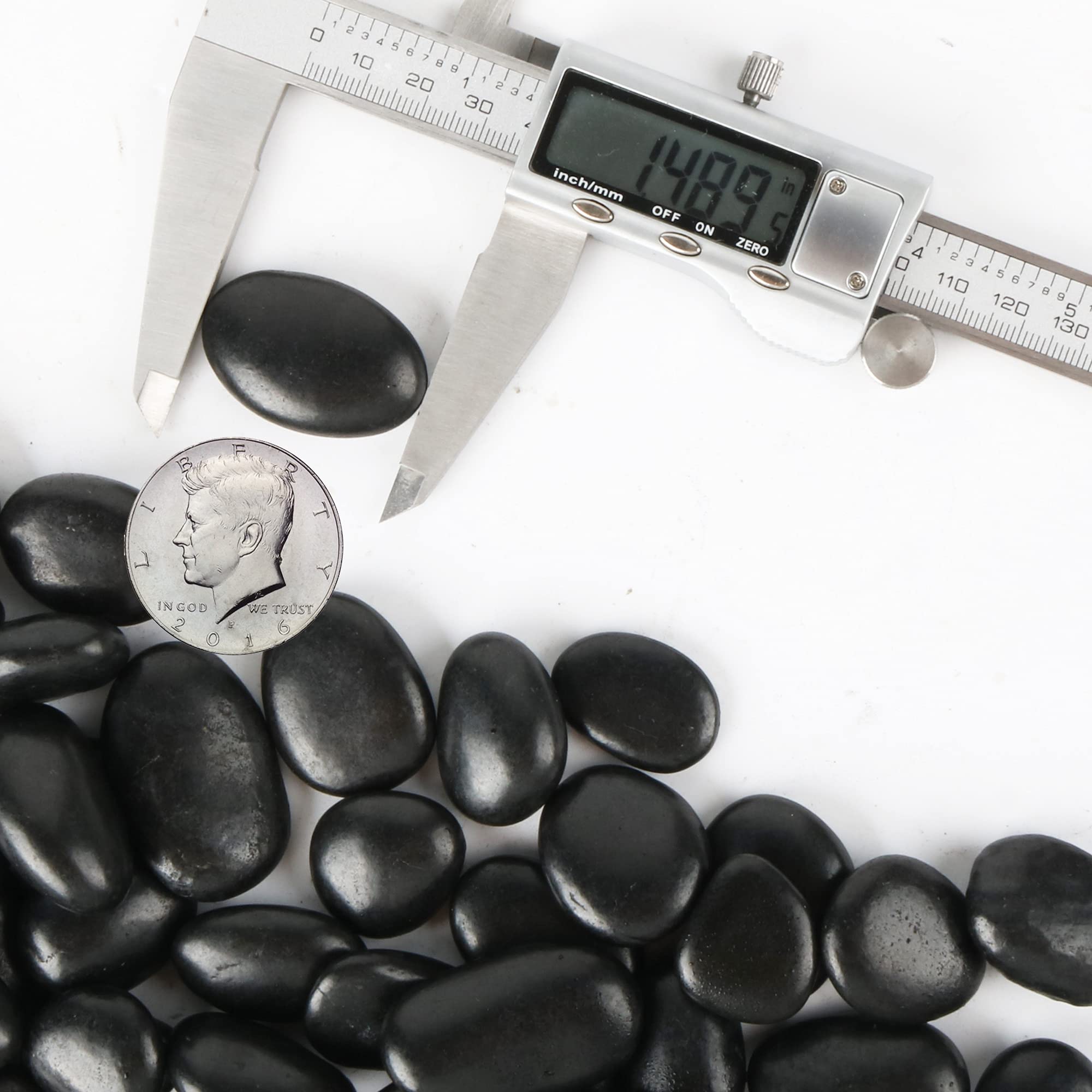 Black Pebbles for Plants 1.8lb Bulk Bag Aquarium Gravel 0.8 - 1.2  Decorative Polished Fish Tank Stone