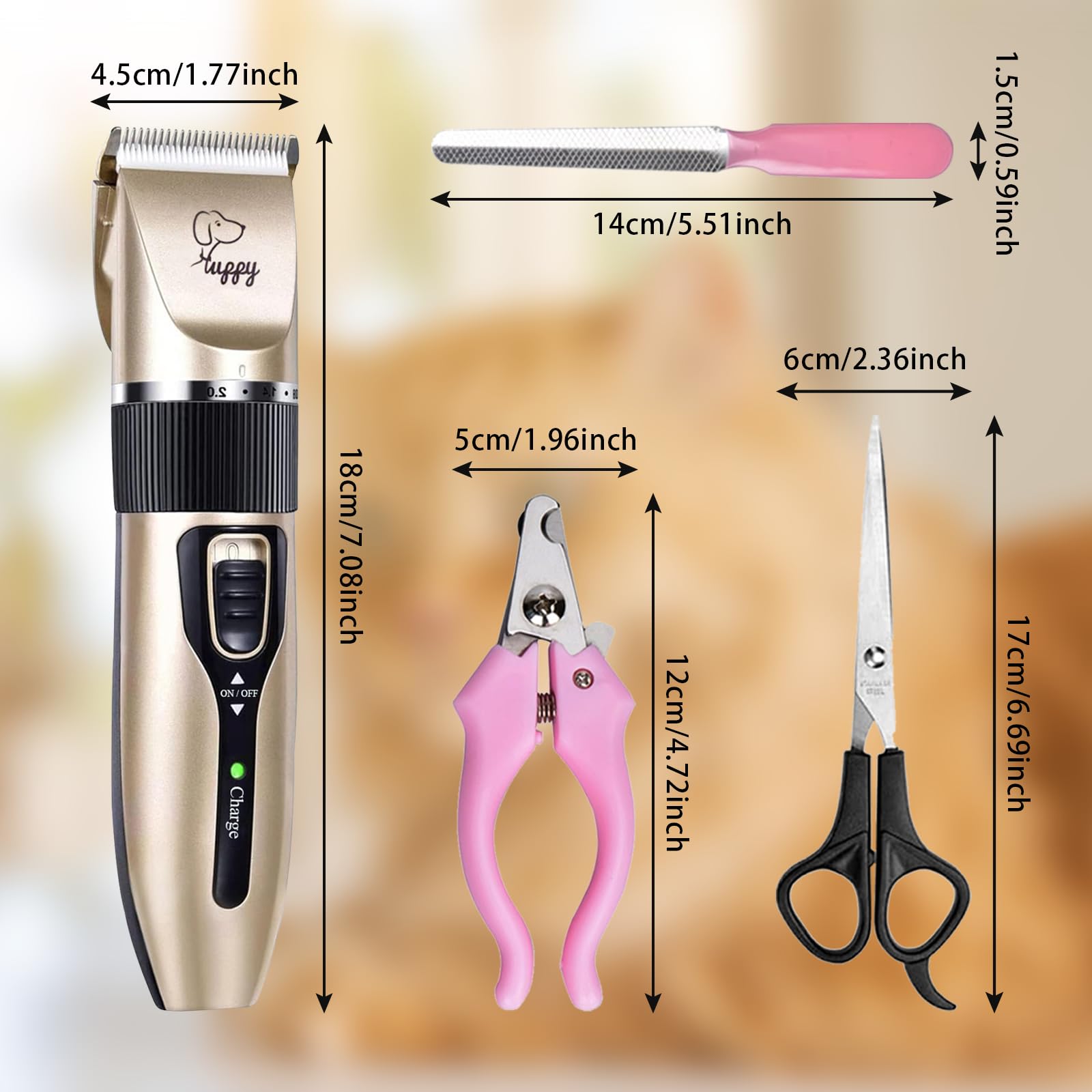 Happyyilida Dog Grooming Clippers Dog Grooming Kit With Rechargeable Dog Nail Trimmers Cat Nail Clipper Low Noise, Electric Quie