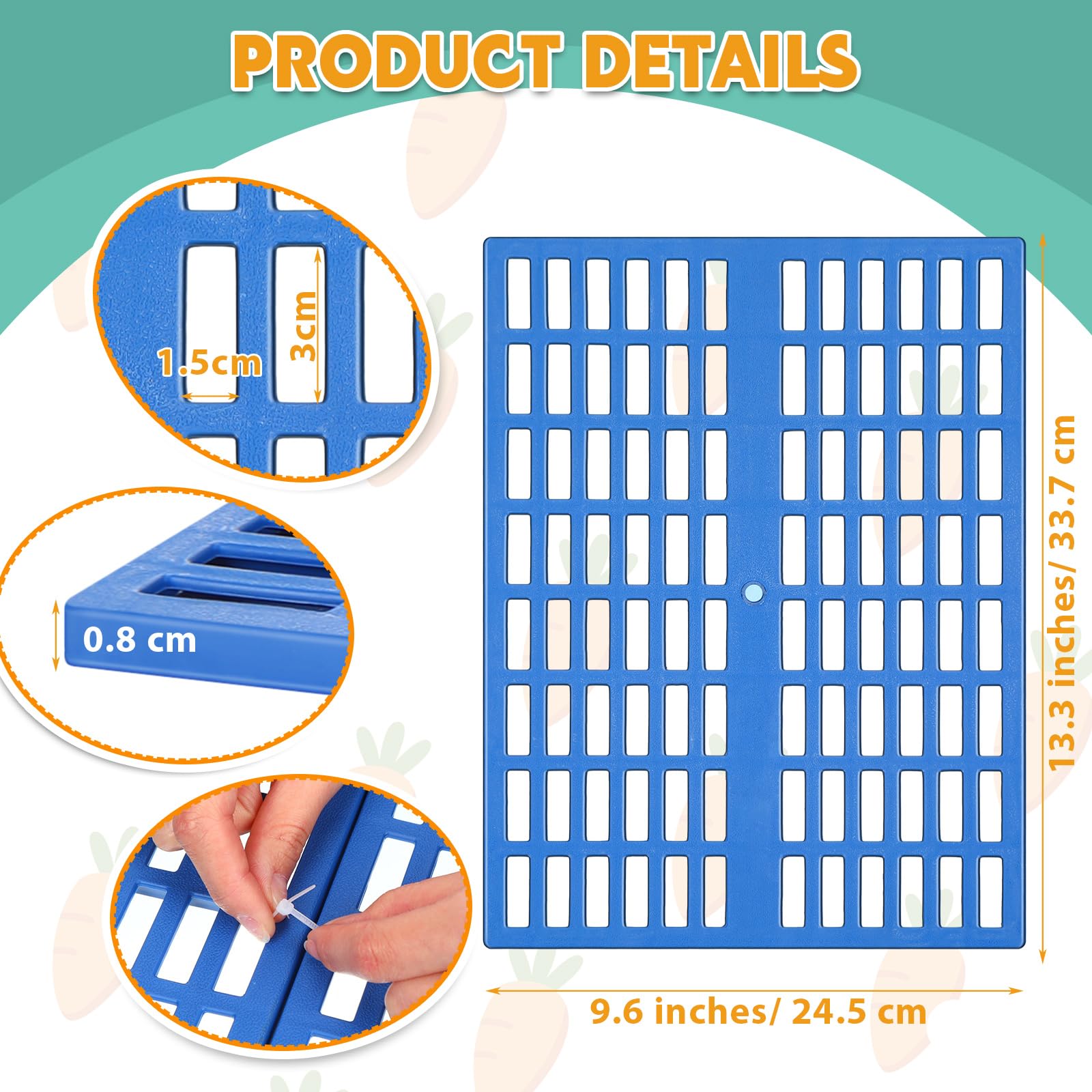 Kigley 12 Pcs Plastic Rabbit Cage Mat, Rabbit Floor Mat Foot Resting Pads For Small Animal Hamster Chinchilla Rat Guinea Pig, Ma