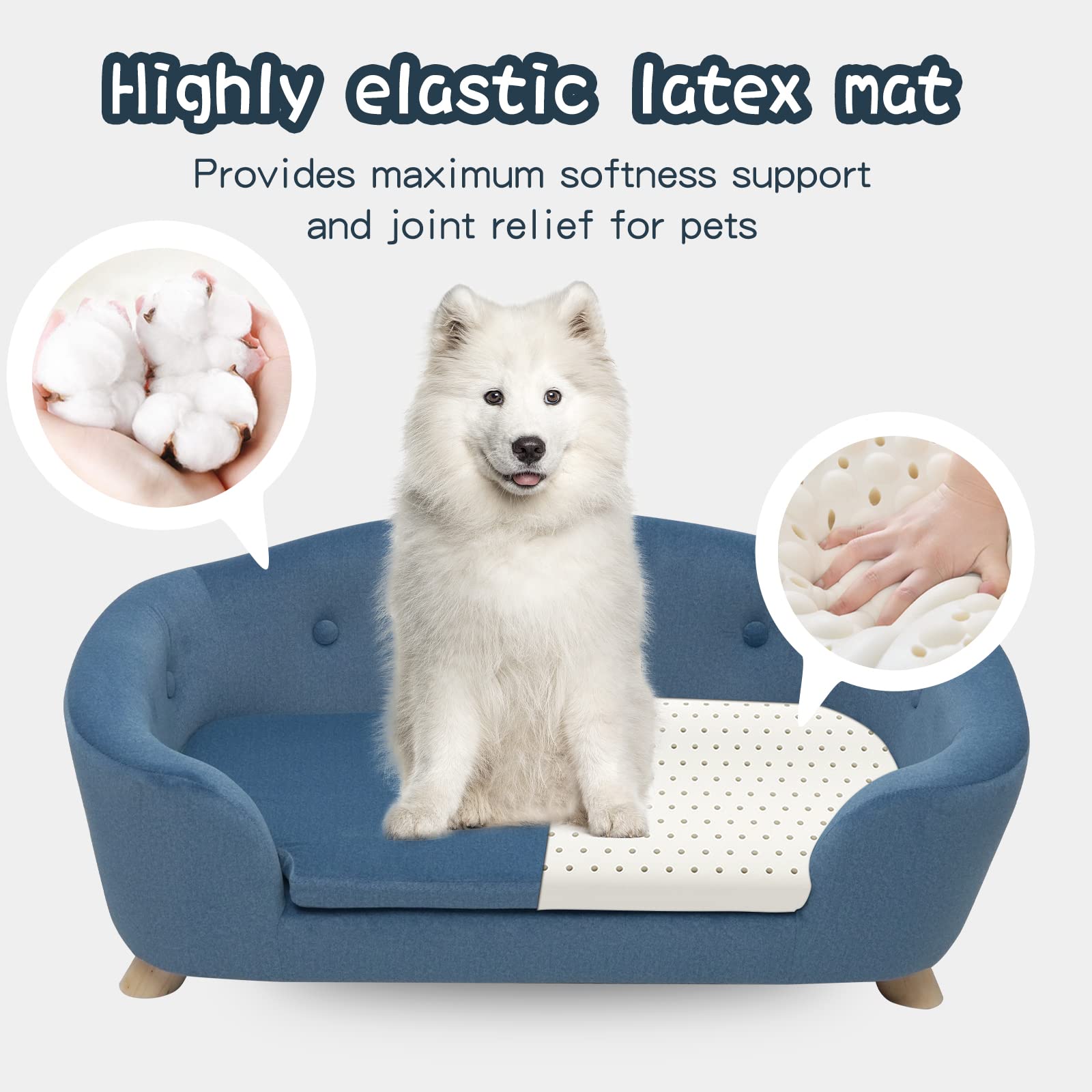 Shavi Large Dog Couch, 35'' Wide Pet Sofa For Large And Medium Dogs With Removable Mattress Cover, Luxury Raised Dog Couch Velve