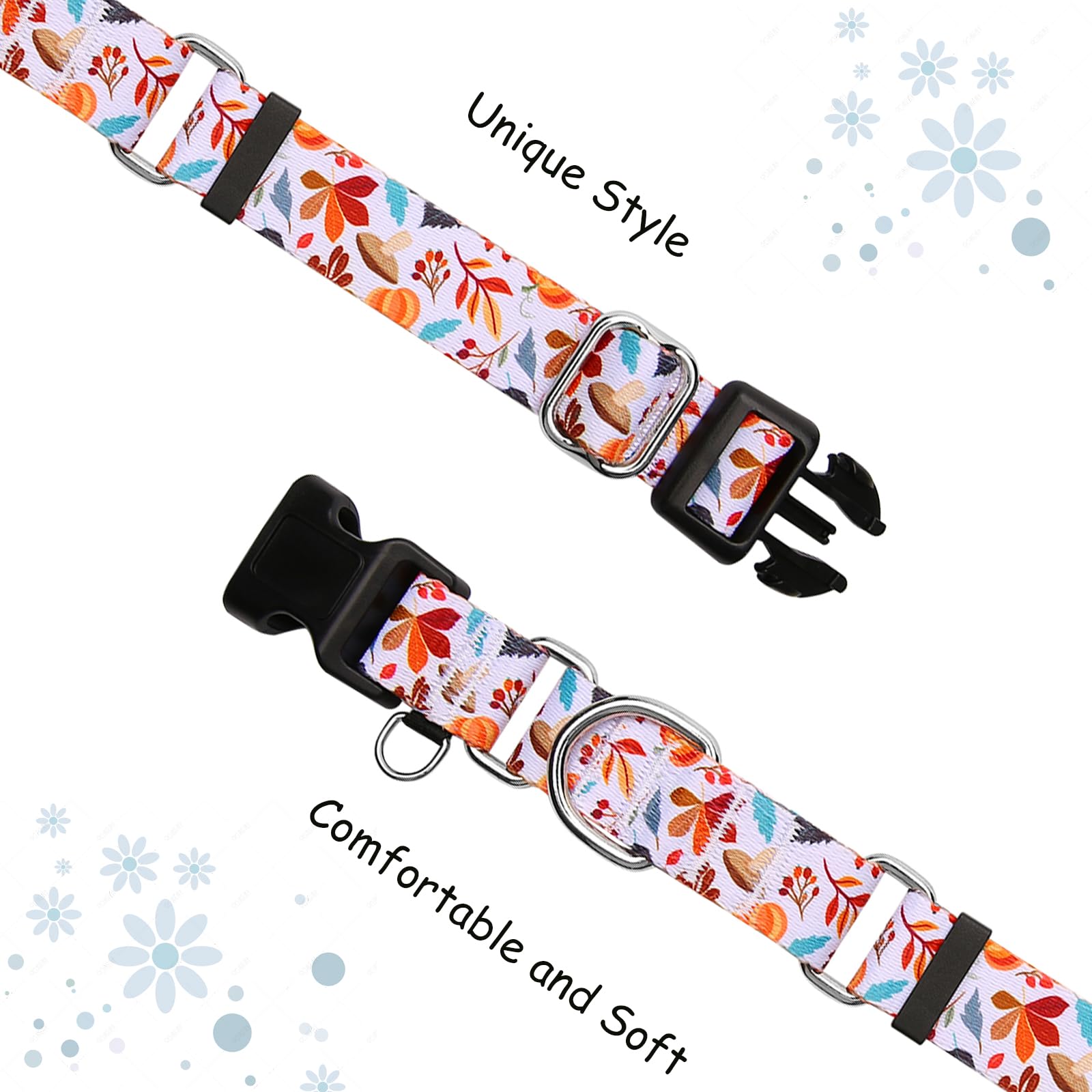 Fidohug Martingale Collar for Dogs Fall Dog Collars for Small Medium Large Dogs with Buckle Adjustable Soft Nylon Dog Collar (Mu