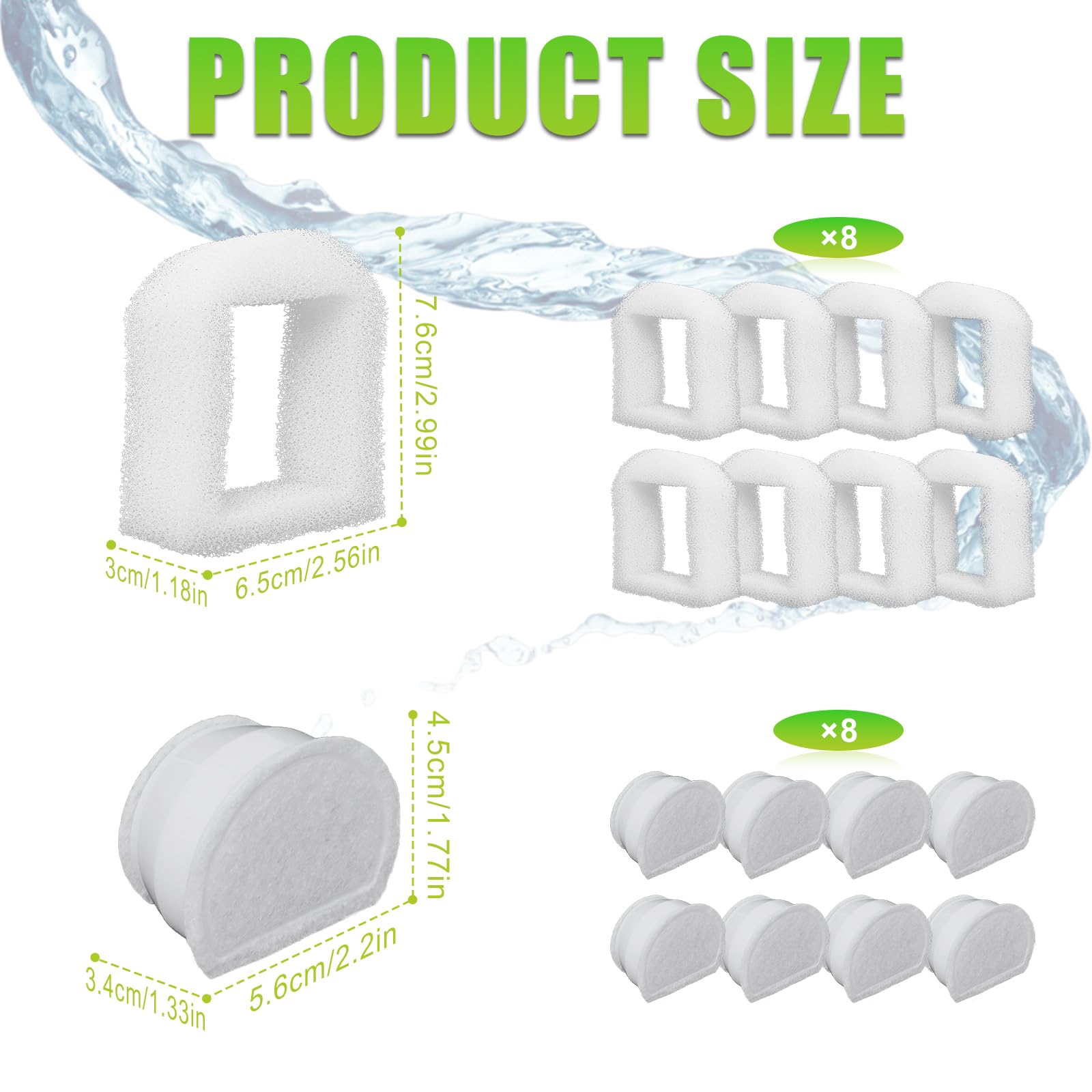 Foam Pre-Filter And Carbon Filter For Petsafe Compatible With Drinkwell Fountain Stainless Steel 360 Avalon, Pagoda Seascape And