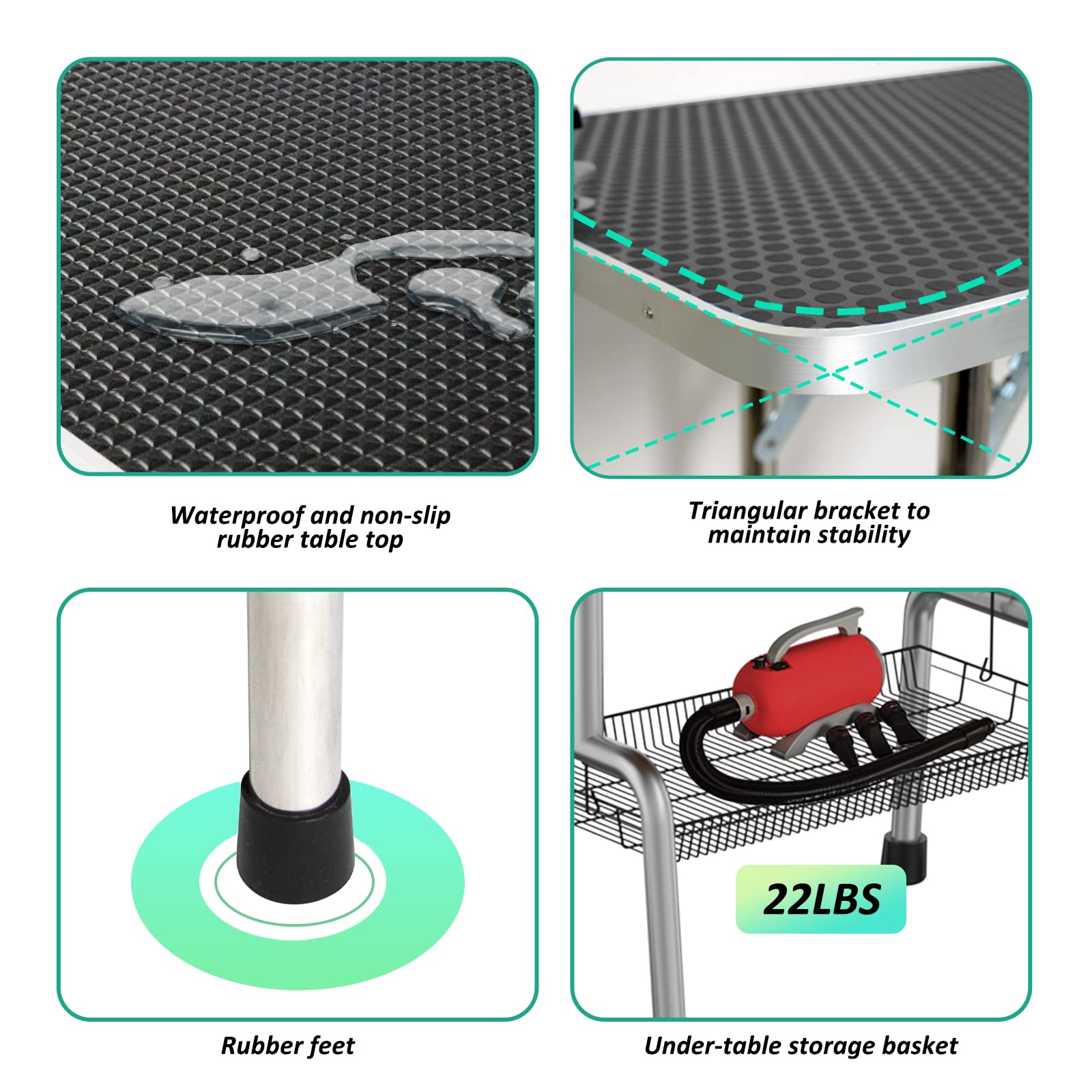 LOVMOR 42 Inch Dog Grooming Table,Adjustable Home Pet Grooming Tables with Arm/Noose/Mesh Tray