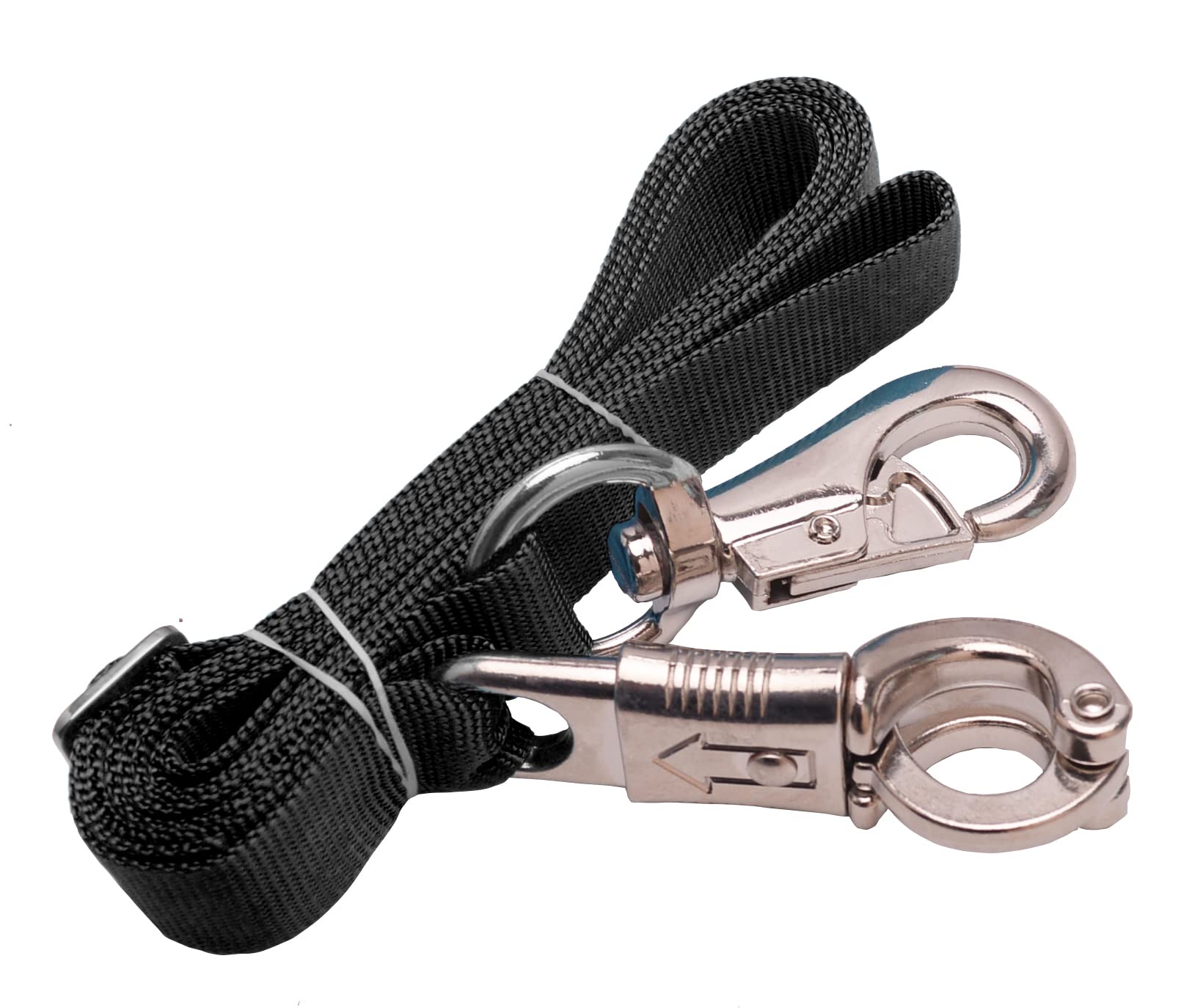 Loaged Adjustable Nylon Cross Ties (2 Pack)-Cross Tie With Panic Snap And Bull Snap - Adjusts From 44.5' To 78.3' (Black)