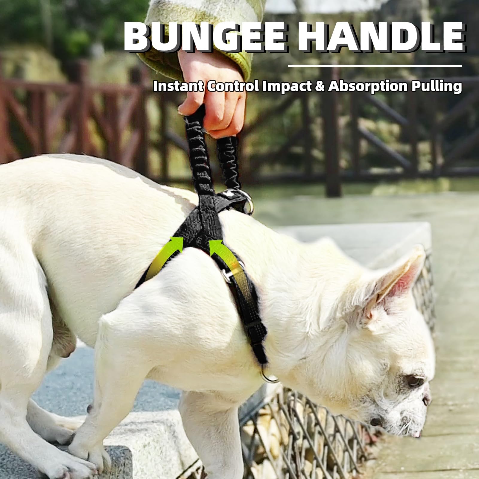 Pupteck No Pull Dog Harness For Large Dogs, Adjustable Reflective Pet Vest Harness With Bungee Handle, Escape Proof No Choke Har