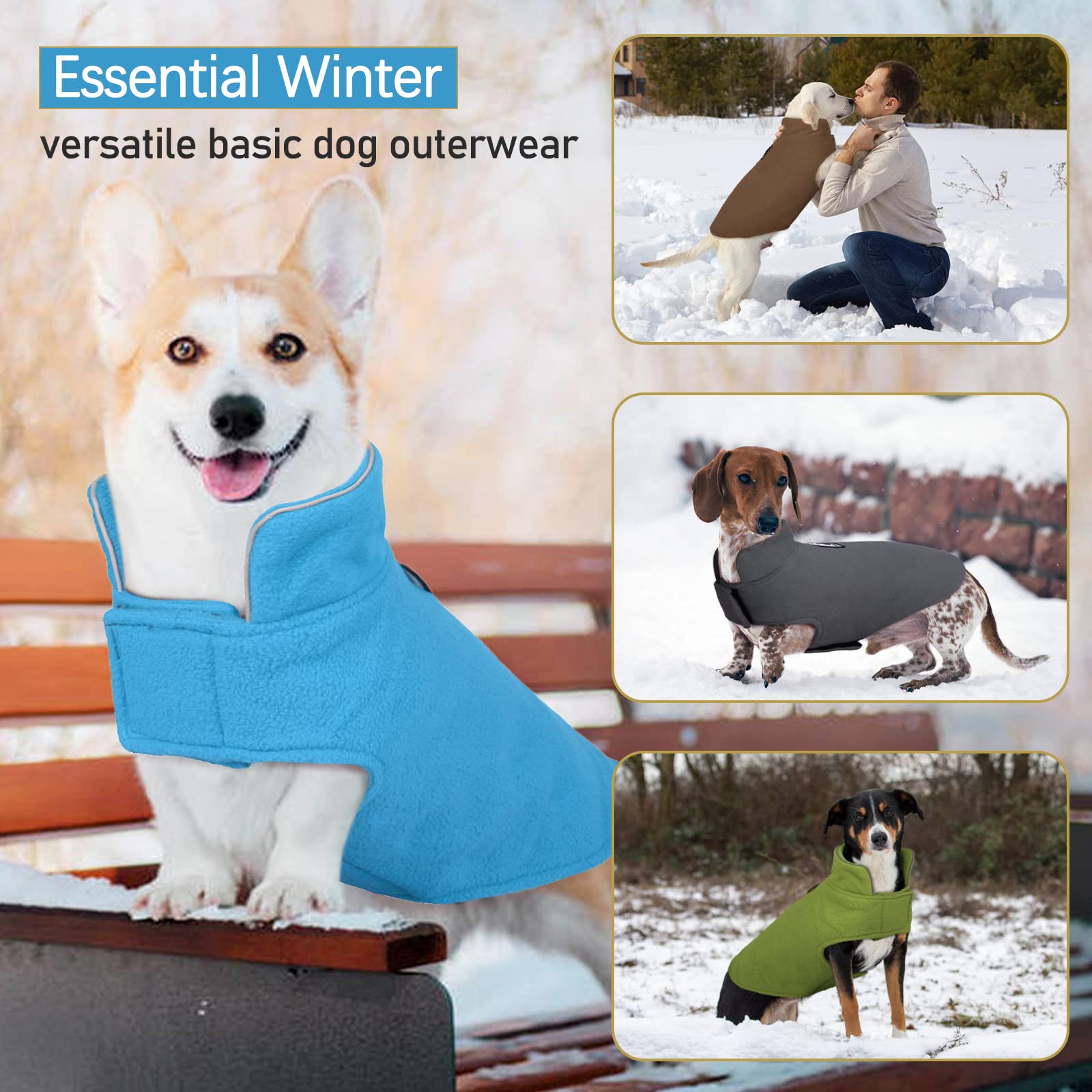 DENTRUN Windproof Winter Warm Fleece Small Dog Coat Reversible Puppy Jacket Reflective Soft Pet Vest, Cold Weather Dog Sweater A