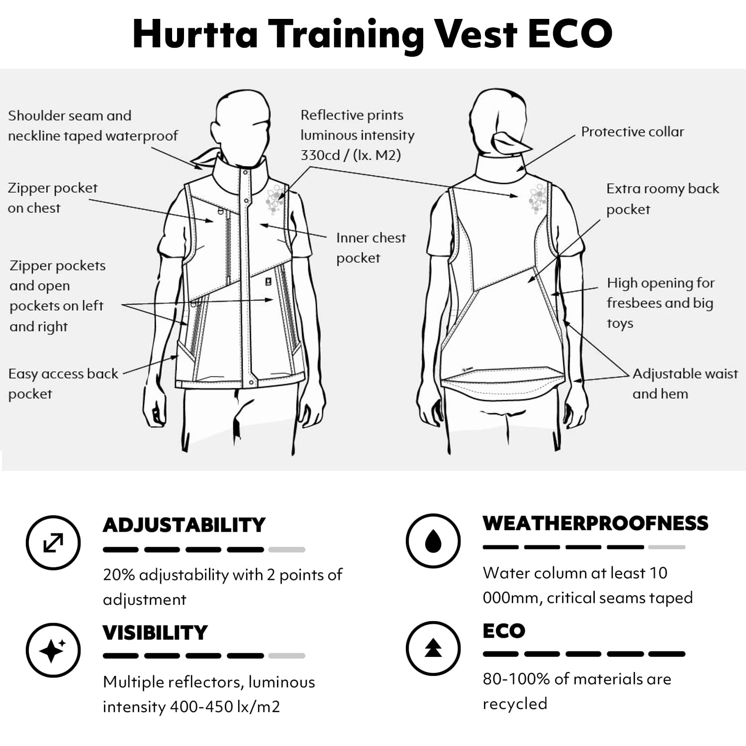 Hurtta ECO Training Vest for People, Blackberry, M