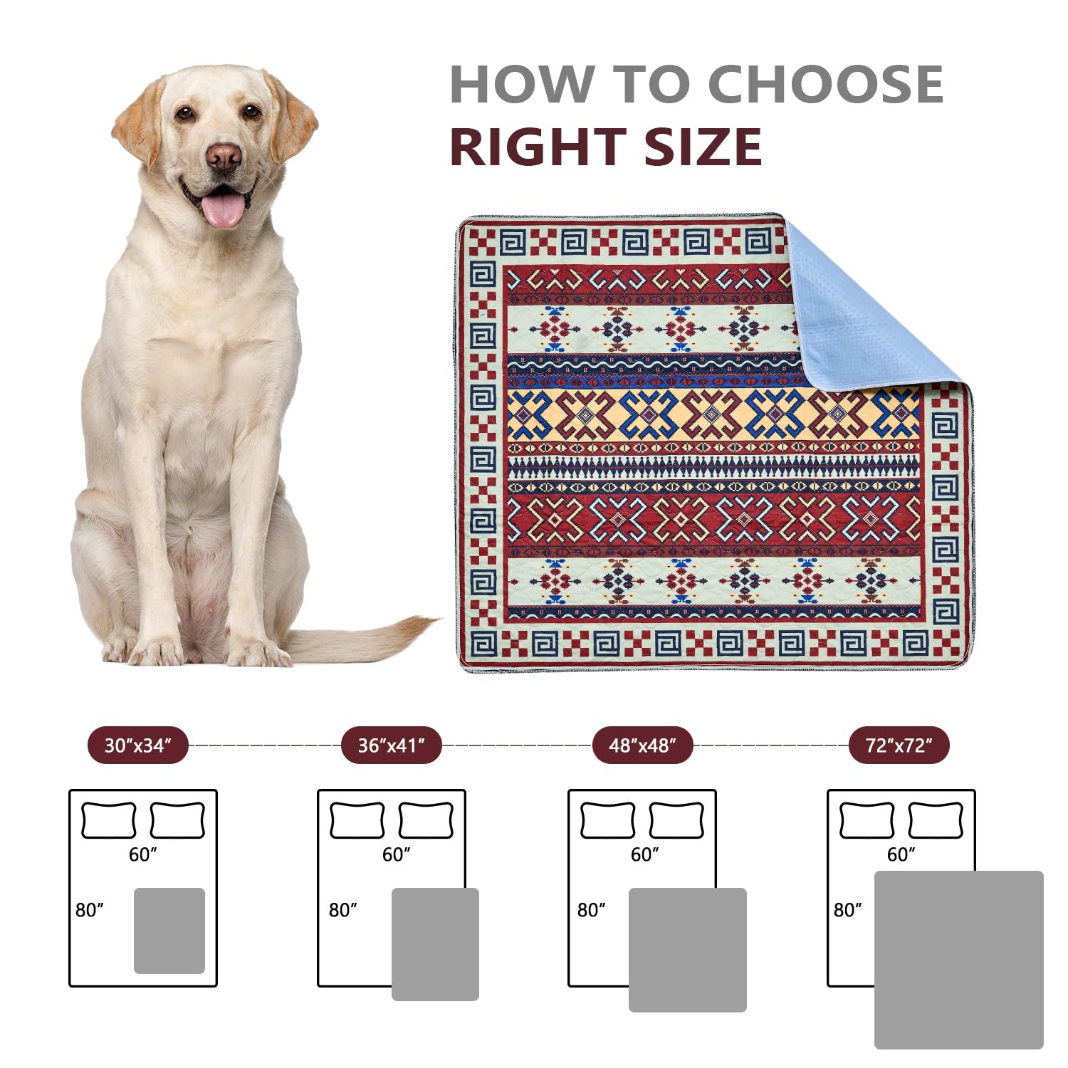 Qeils Washable Pee Pads For Dogs, Reusable Puppy Pads Super Absorbent Leakproof Dog Training Pads, Non-Slip Wee Wee Pads For Cra