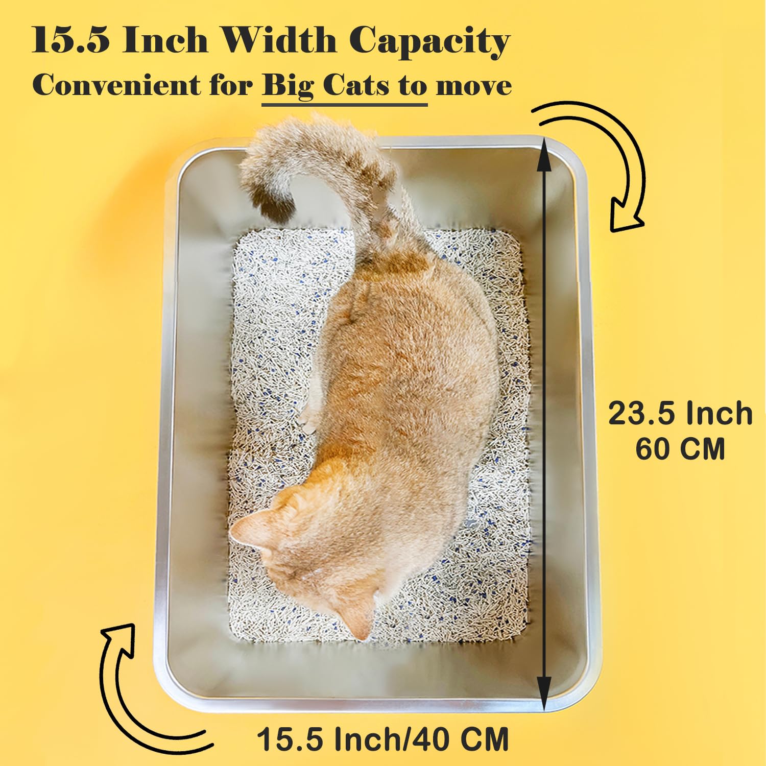 Lihong Stainless Steel Cat Litter Box,Extra Large Metal Litter Box For Big Cats Kitty Rabbits,No Smell,Non Stick,Easy To Clean(2