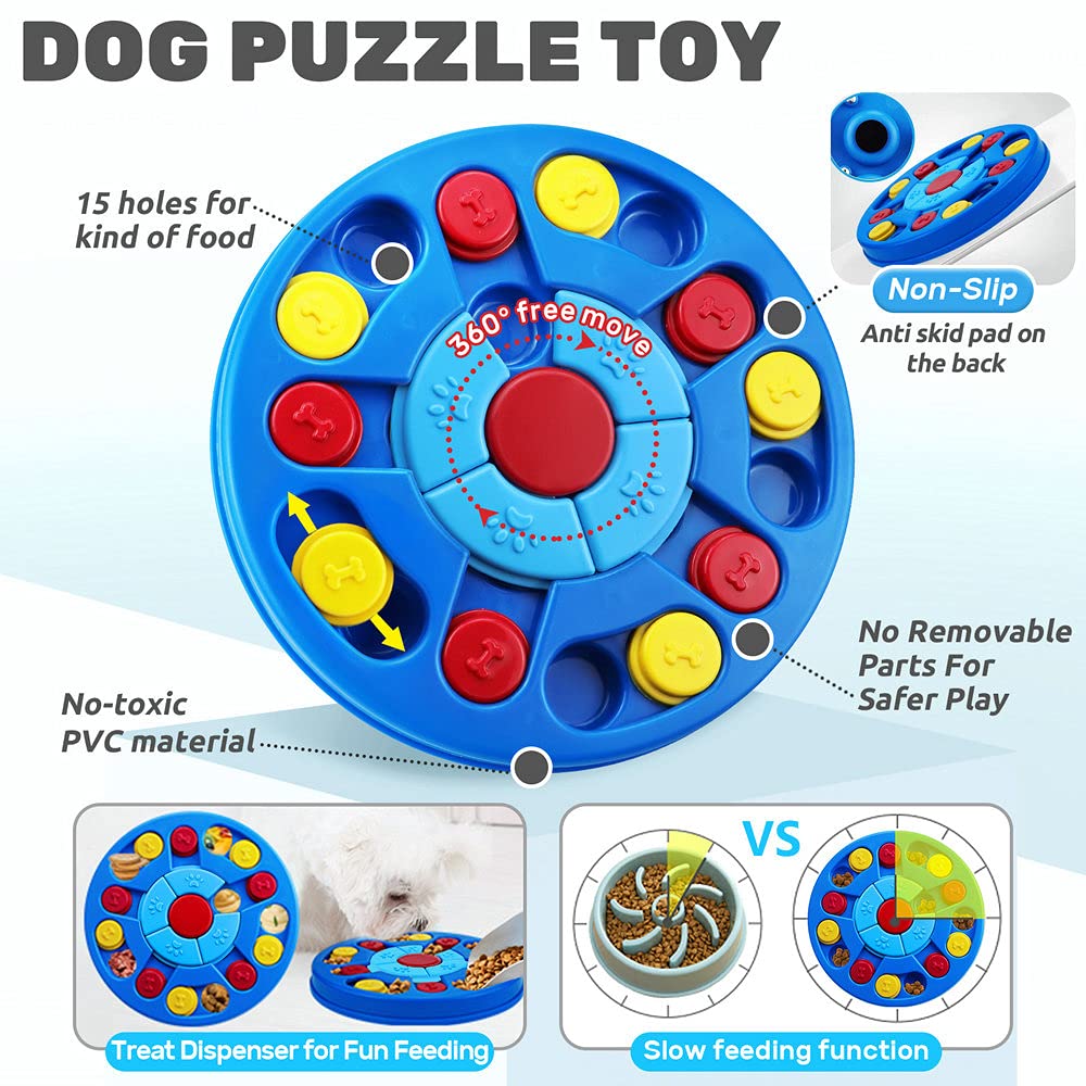 Joansan Dog Puzzle Toys Interactive Puzzle Game Dog Toy for Smart Dogs IQ Stimulation Treat Puzzle Toy for Dogs Treat Training,P