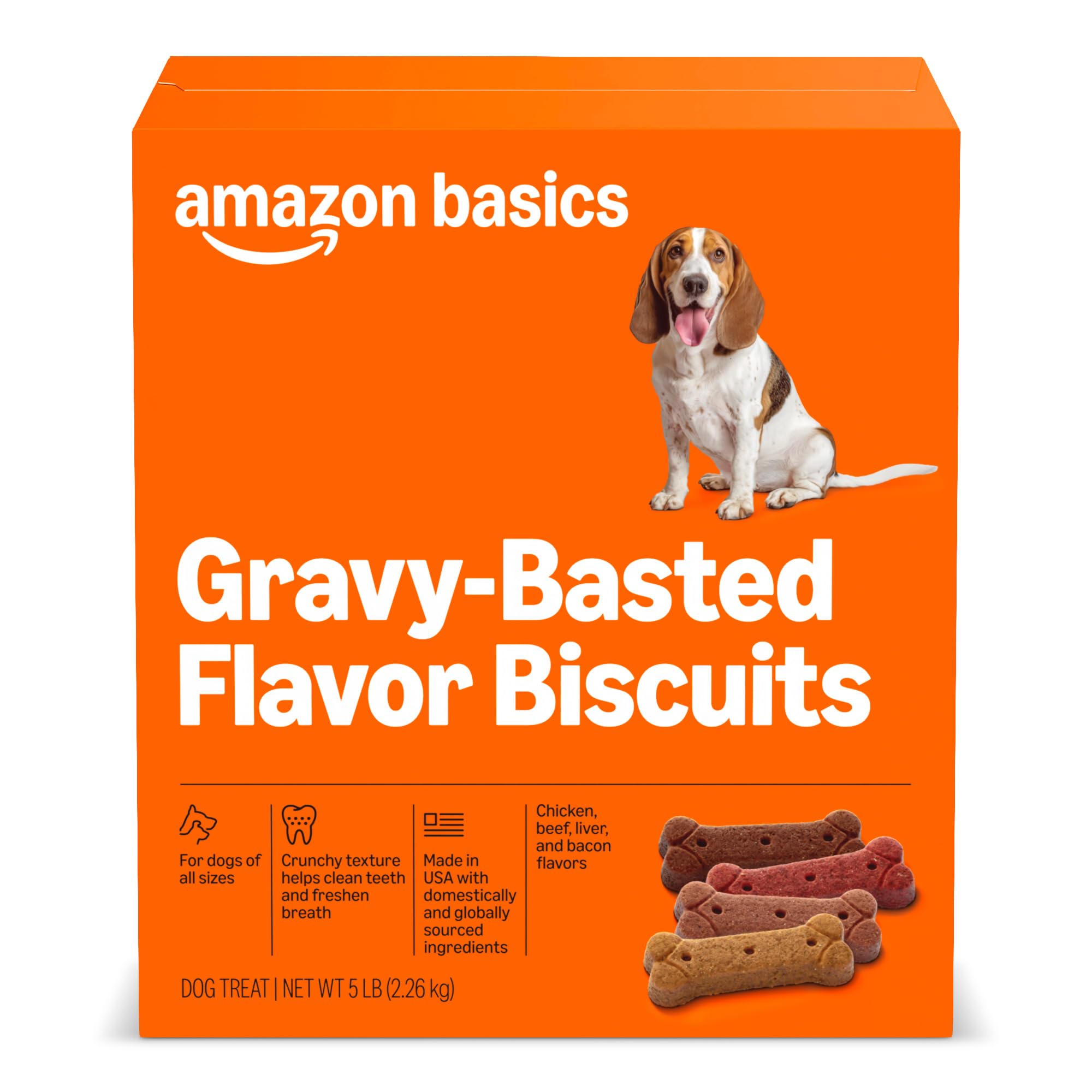 Amazon Basics Gravy Basted Flavor Biscuits Dog Treats 5 lb. Box
