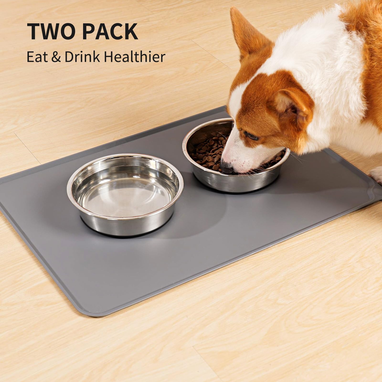 Taglory 4 Cup Stainless Steel Dog Bowls Set of 2 for Food and Water, Silicone Base Anti-Slip, Rust Resistant, Extra Thick Metal