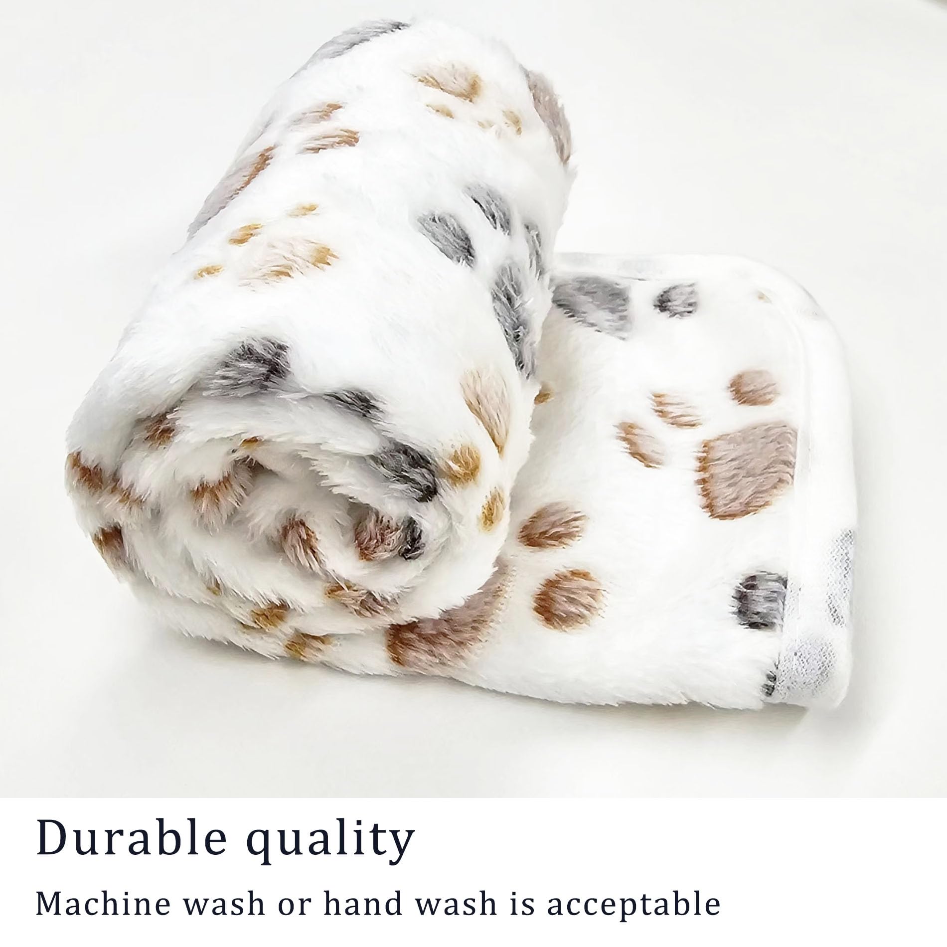 1 Pack 3 Blankets Super Soft Fluffy Premium Fleece Pet Blanket Flannel Paw Printed Throw for Dog Puppy Cat (Small 23x16, Beige