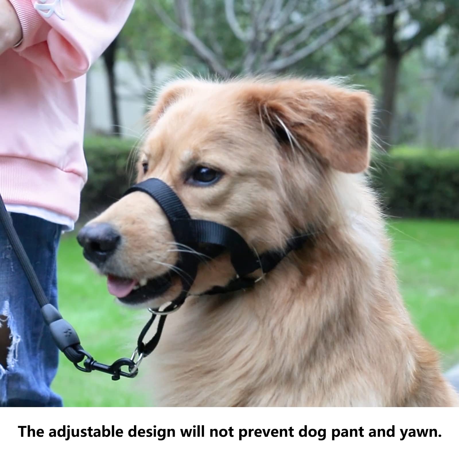 Wintchuk Dog Head Collar, Fabric Padded Head Collar For Dogs To Prevent Pulling, Adjustable Dog Head Harness (S,Black)