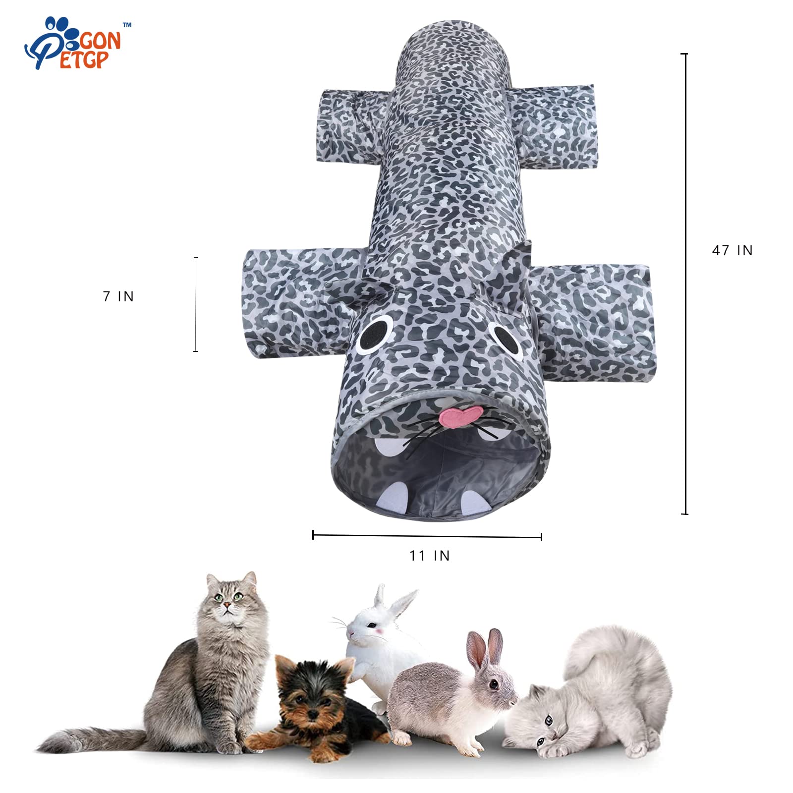 Gonpetgp Cat Tunnel For Indoor Cats Large, Pet Cat Tunnels Tube Collapsible Interactive Crinkle Cats Toys Maze, Exercising Hunti