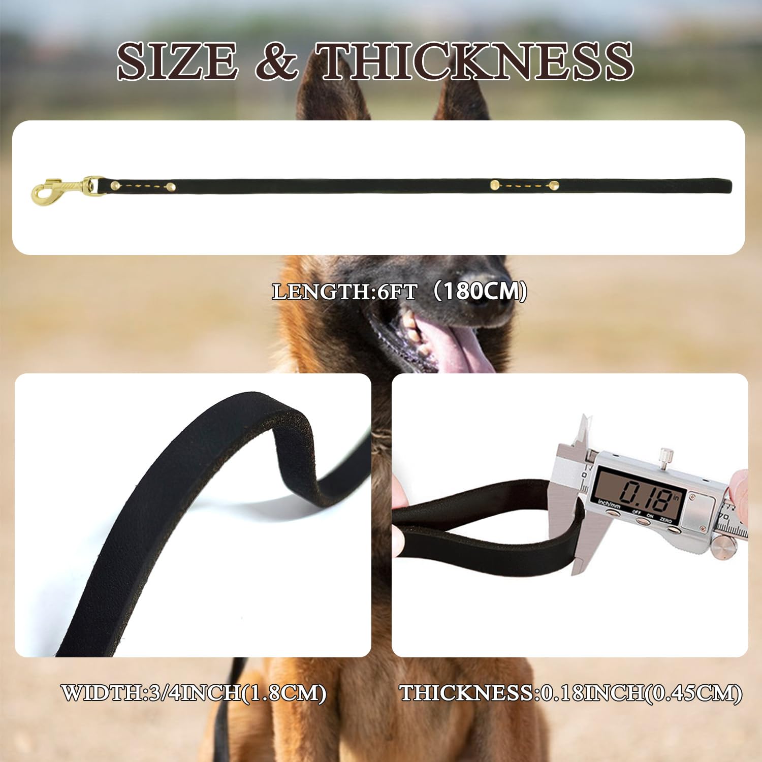 Heavy Duty Leather Dog Leash 6 Ft X 3/4 Inch, Genuine Leather Dog Training Leash, Soft And Strong Leashes For Medium And Large D