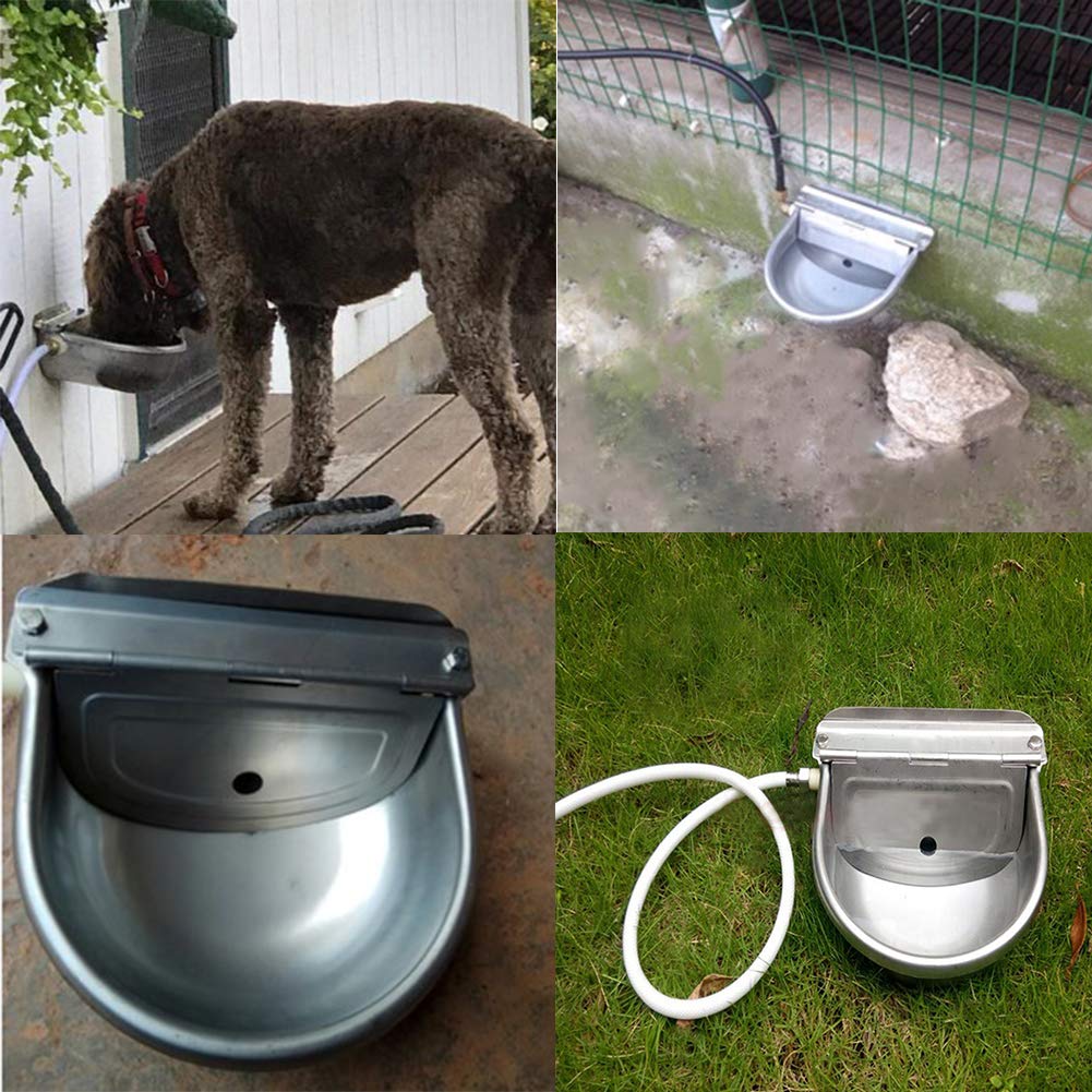 Automatic Water Feeder Trough Bowl With Pipe For Cattle Horse Goat Sheep Dog Animals Stainless Pet Livestock Tool