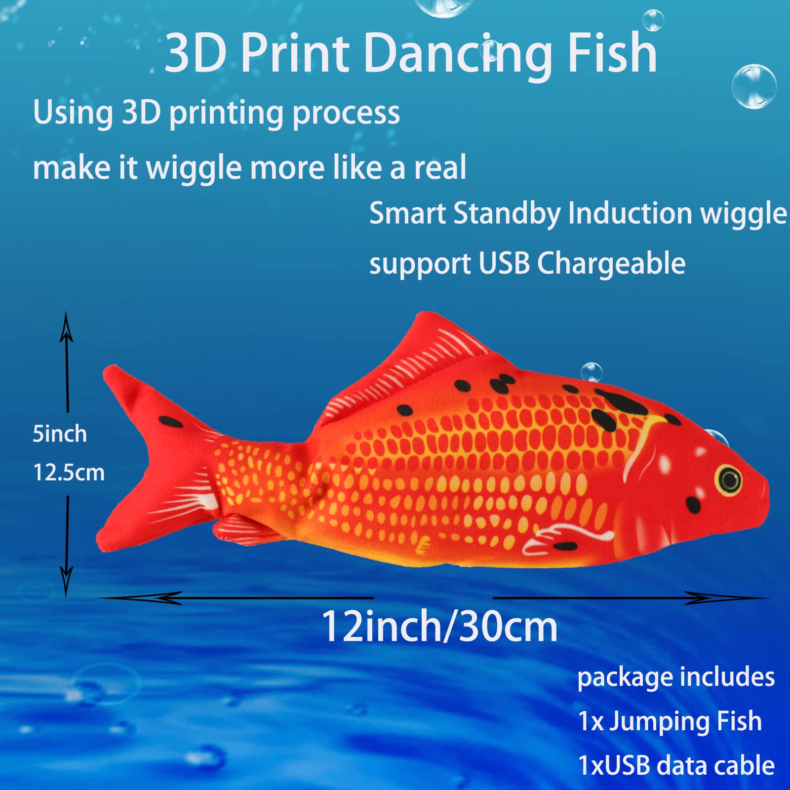 Vaiziq Flopping Fish Electric Moving Dog Fish Cat Toy - Interactive Pet Toys For Dog Exercise, Reducing Stress For Cats And Smal