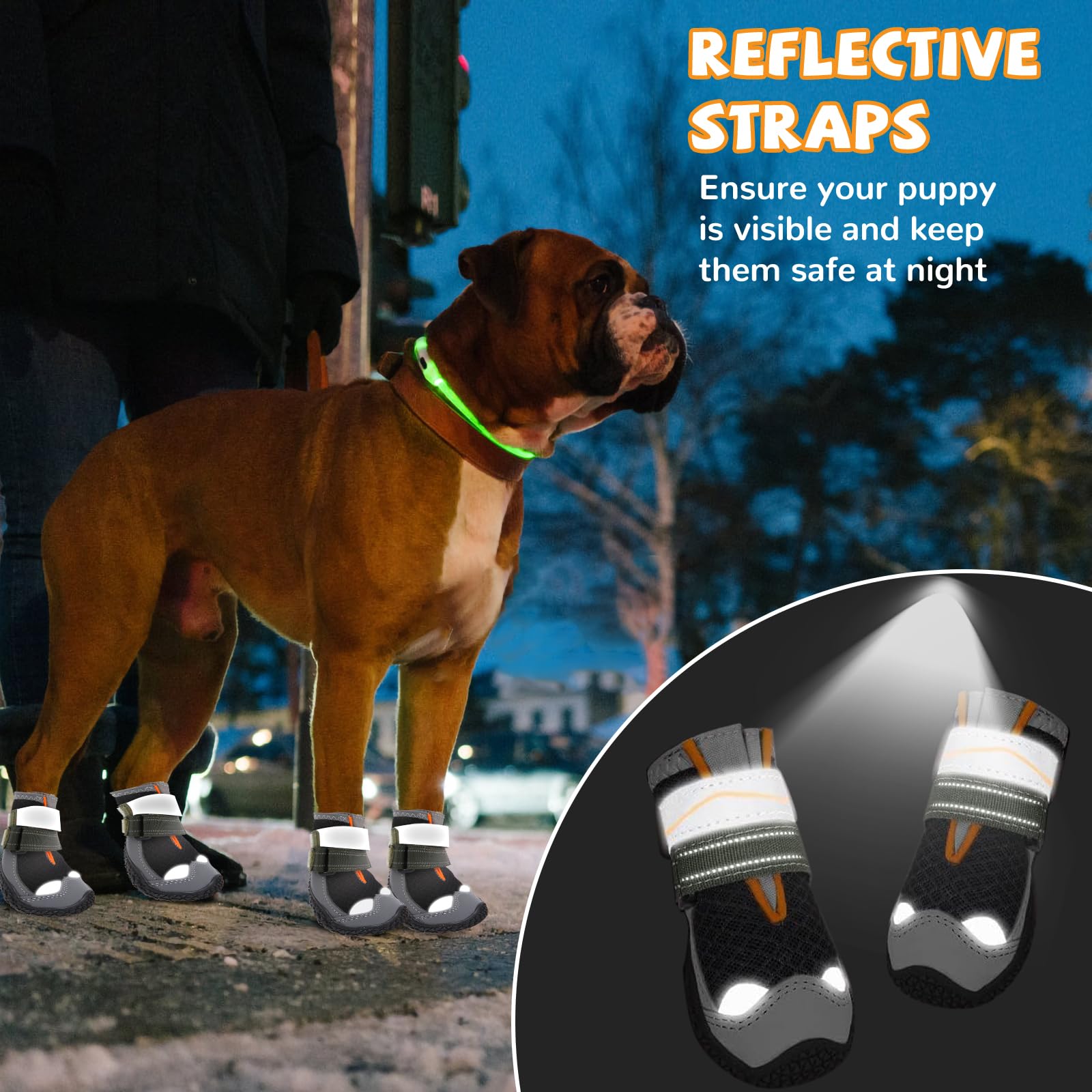 Dog Shoes For Large Medium Dogs, Dog Shoes For Summer Hot Pavement, Dog Boots & Paw Protectors Anti-Slip Waterproof Dog Booties