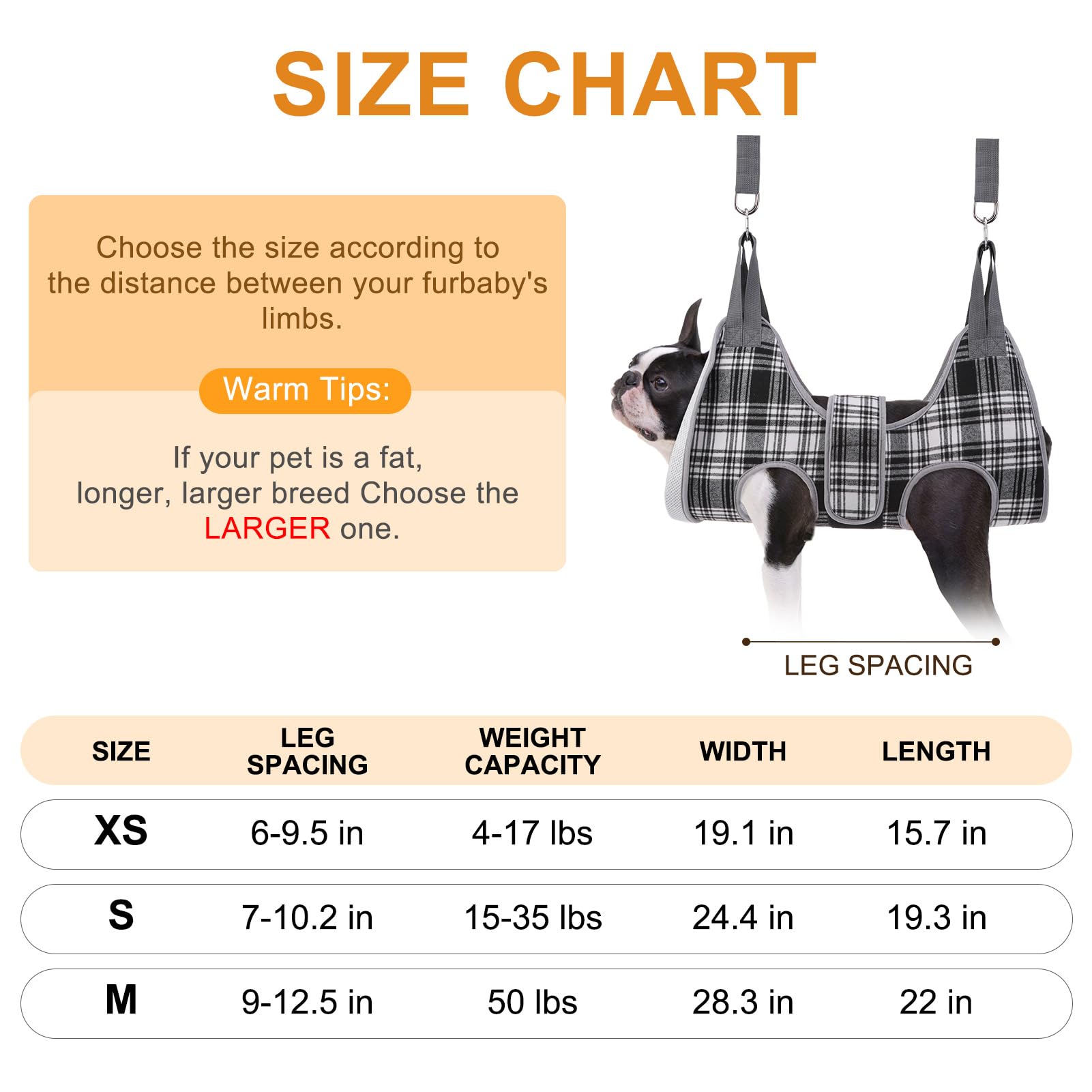BEAUTYZOO Dog Grooming Hammock, Medium Dog Sling for Nail Trimming, Dog Hanging Harness for Claw Care with Thick Fabric Neck Sup