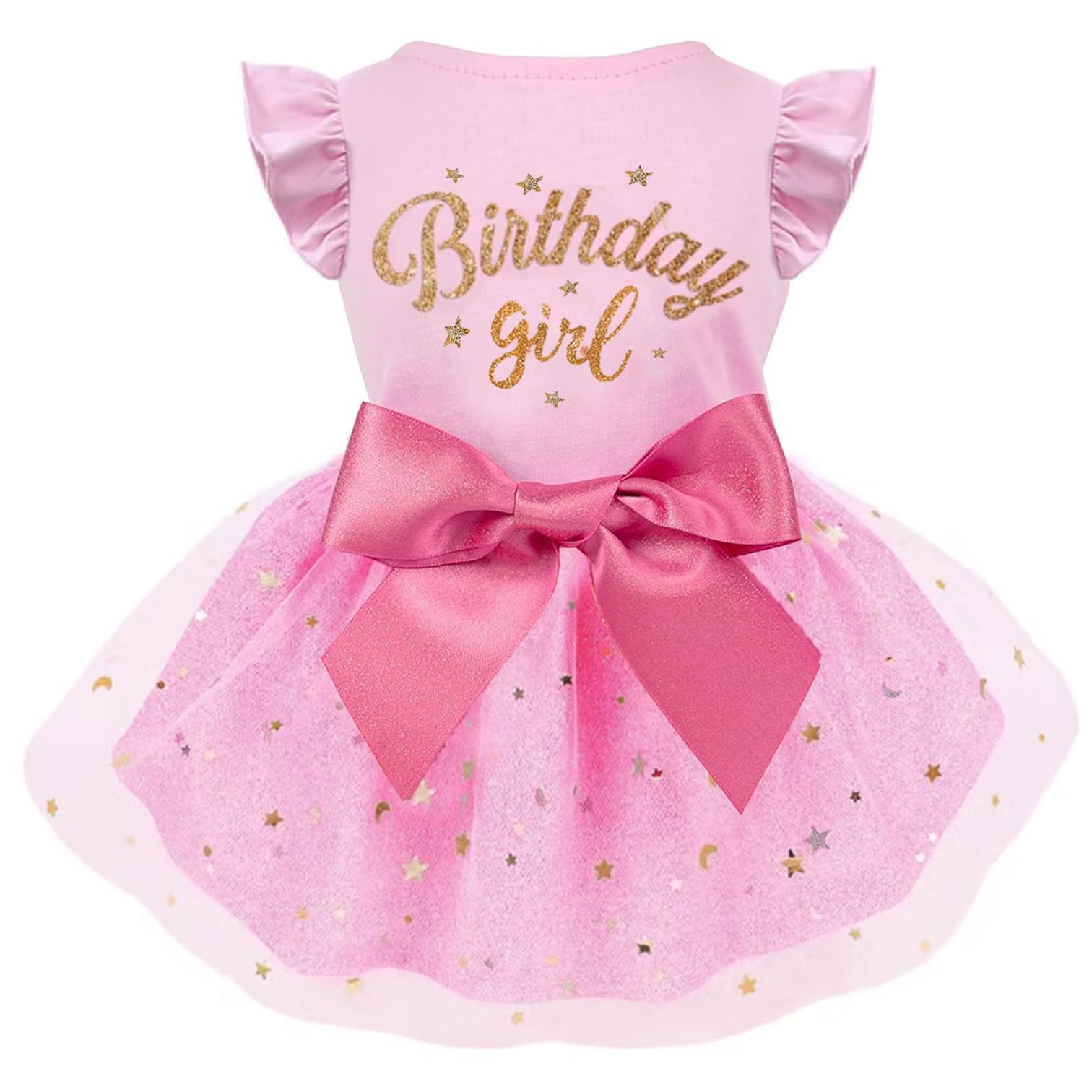 Otunrues Dog Birthday Dress Tulle Dress With Big Bowknot Princess Birthday Outfit Girls Doggie Dresses Clothes For Small Dog Cat