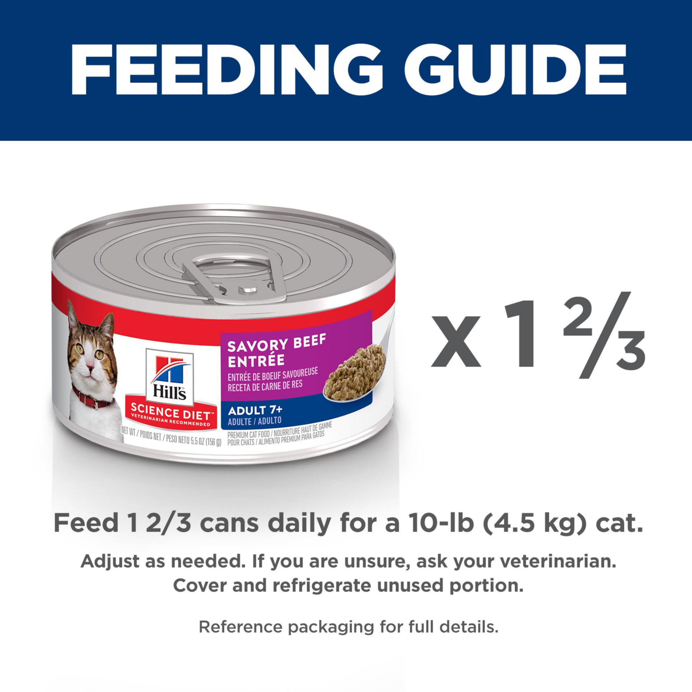 Hills Science Diet Adult 7+, Senior Adult 7+ Premium Nutrition, Wet Cat Food, Beef Minced, 5.5 oz Can, Case of 24