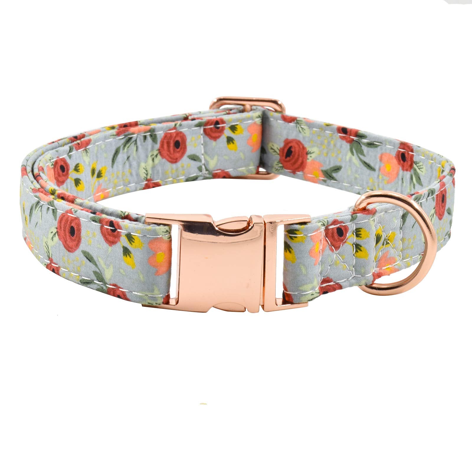 Metal Buckle Dog Collar, Durable Adjustable Dog Collar Soft For Small Medium Large Dogs (001-Flower11, S(10-14In))