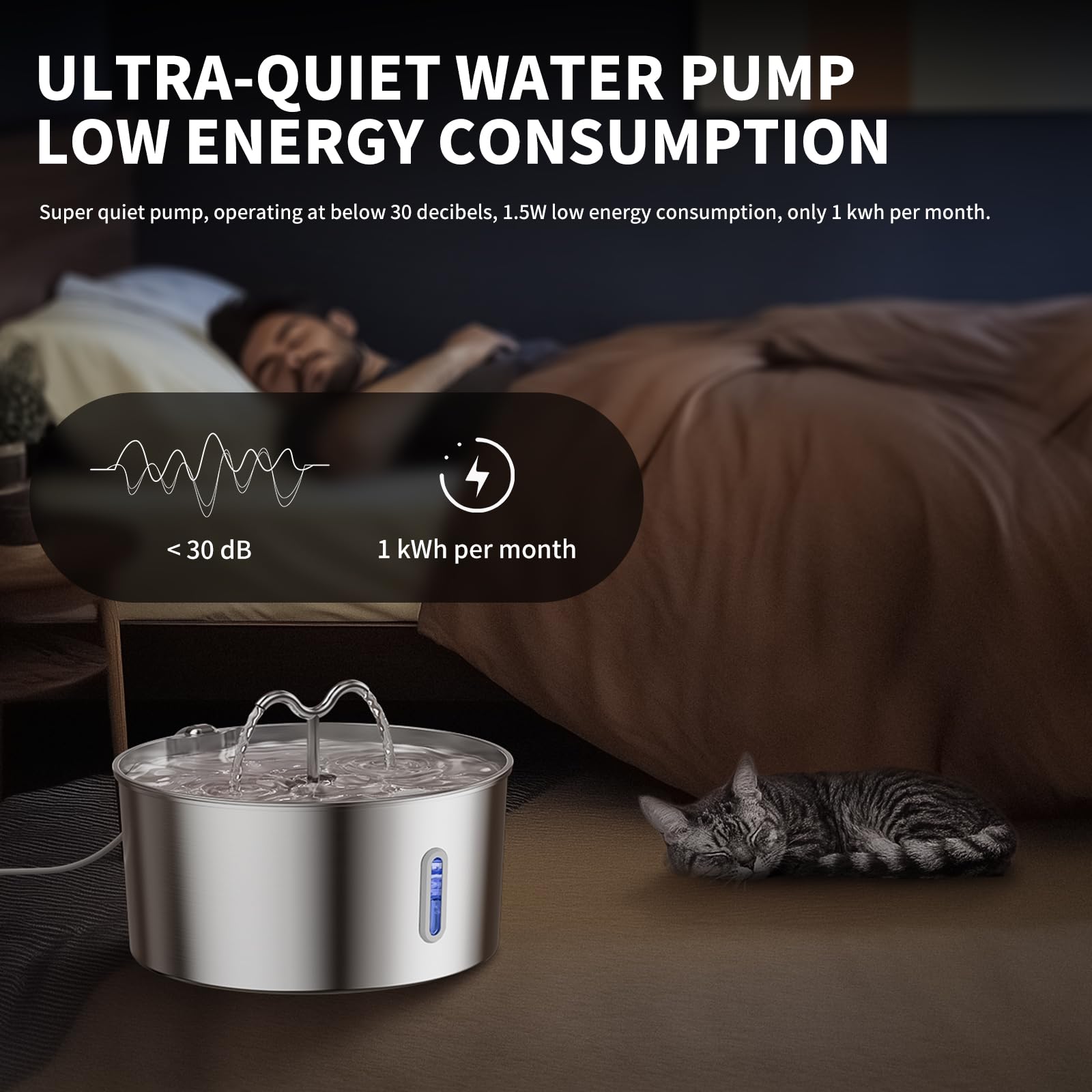 7L/1.85Gal/237Oz Stainless Steel Cat Water Fountain, Automatic Pet Fountain Large Dog Water Dispenser With Filters & Dual Functi