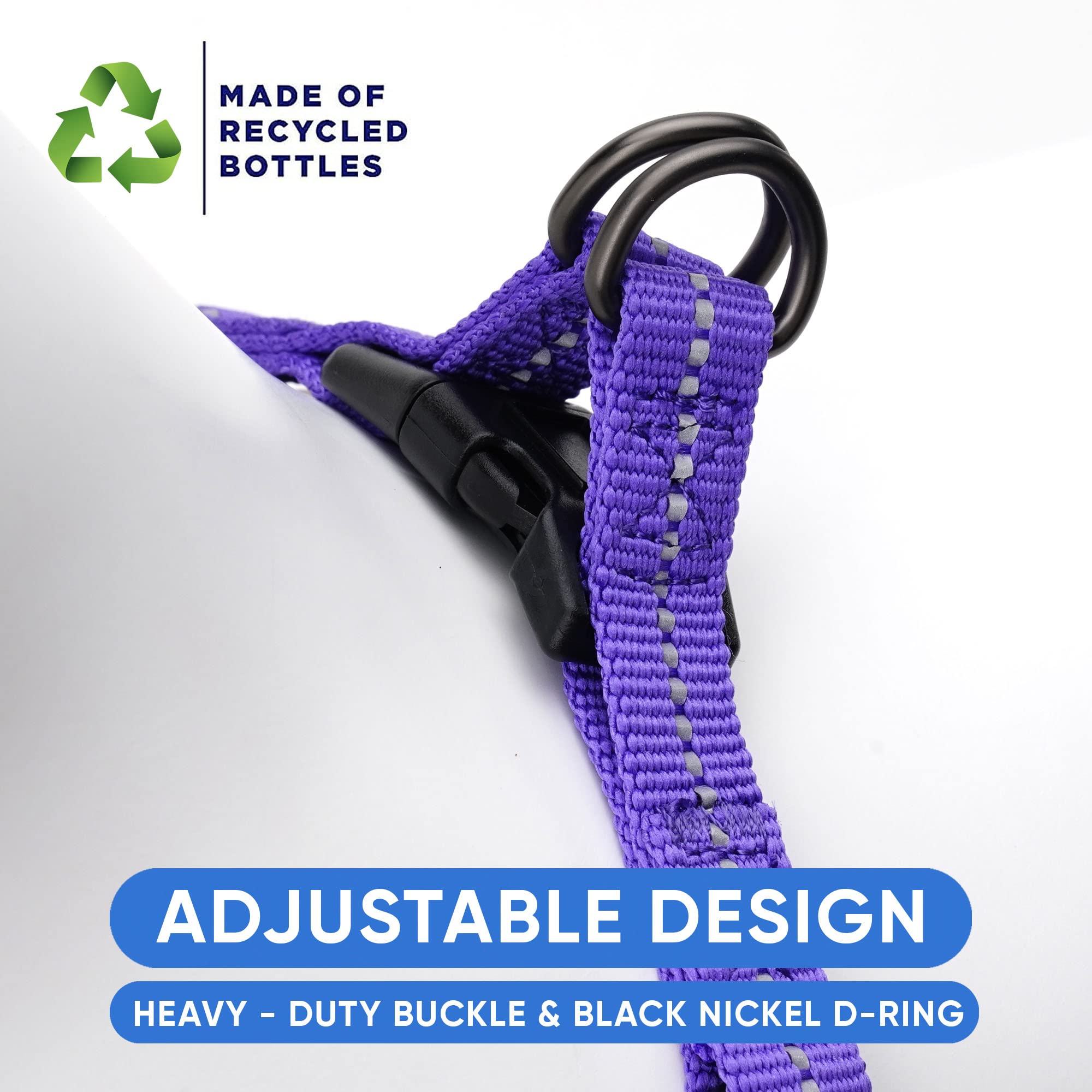 Pawtitas Recycled Dog Harness With Reflective Stitched A Puppy Harness Made From Plastic Bottles Collected From Oceans Large Pur