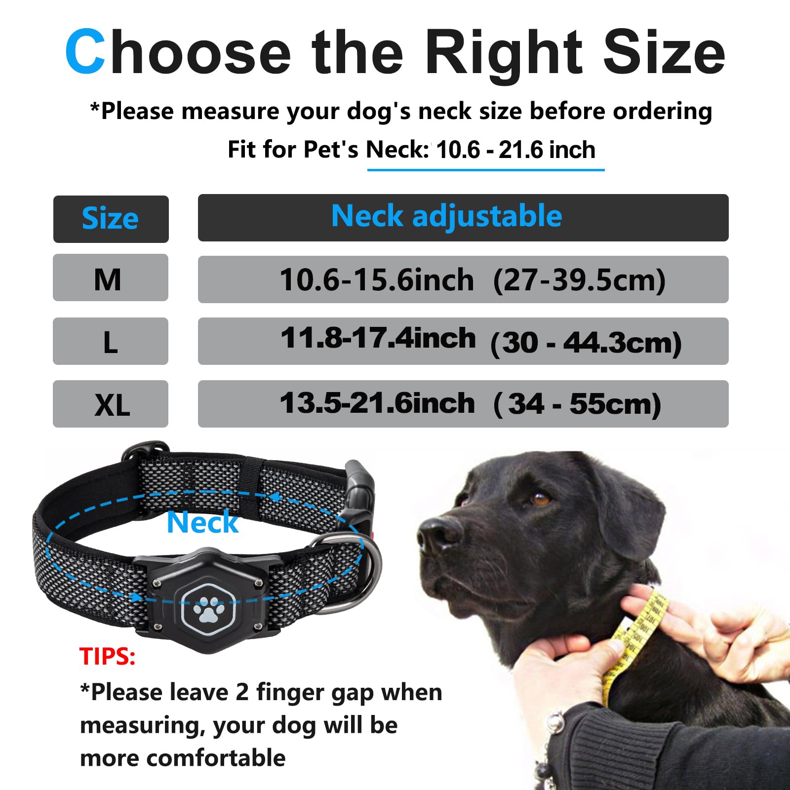Airtag Dog Collar With Waterproof Air Tag Holder, Luminous & Reflective,Comfortable And Durable 1000D Nylon, Dual Safety Buckle,