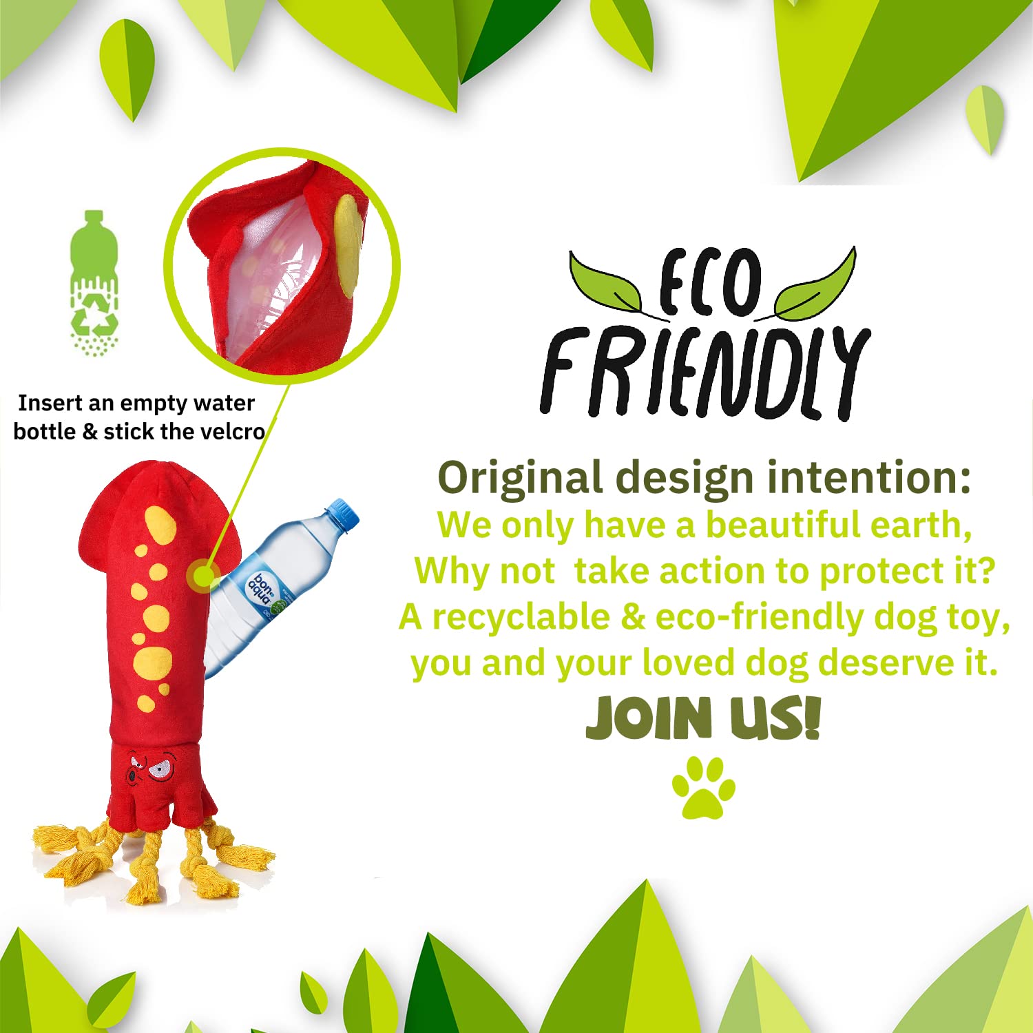 Water Bottle Dog Toys - Dog Puzzle Squeaky Enrichment Treat Dispensing Rope Snuffle Plush Toys,No Stuffing Chew Durable Soft Tee