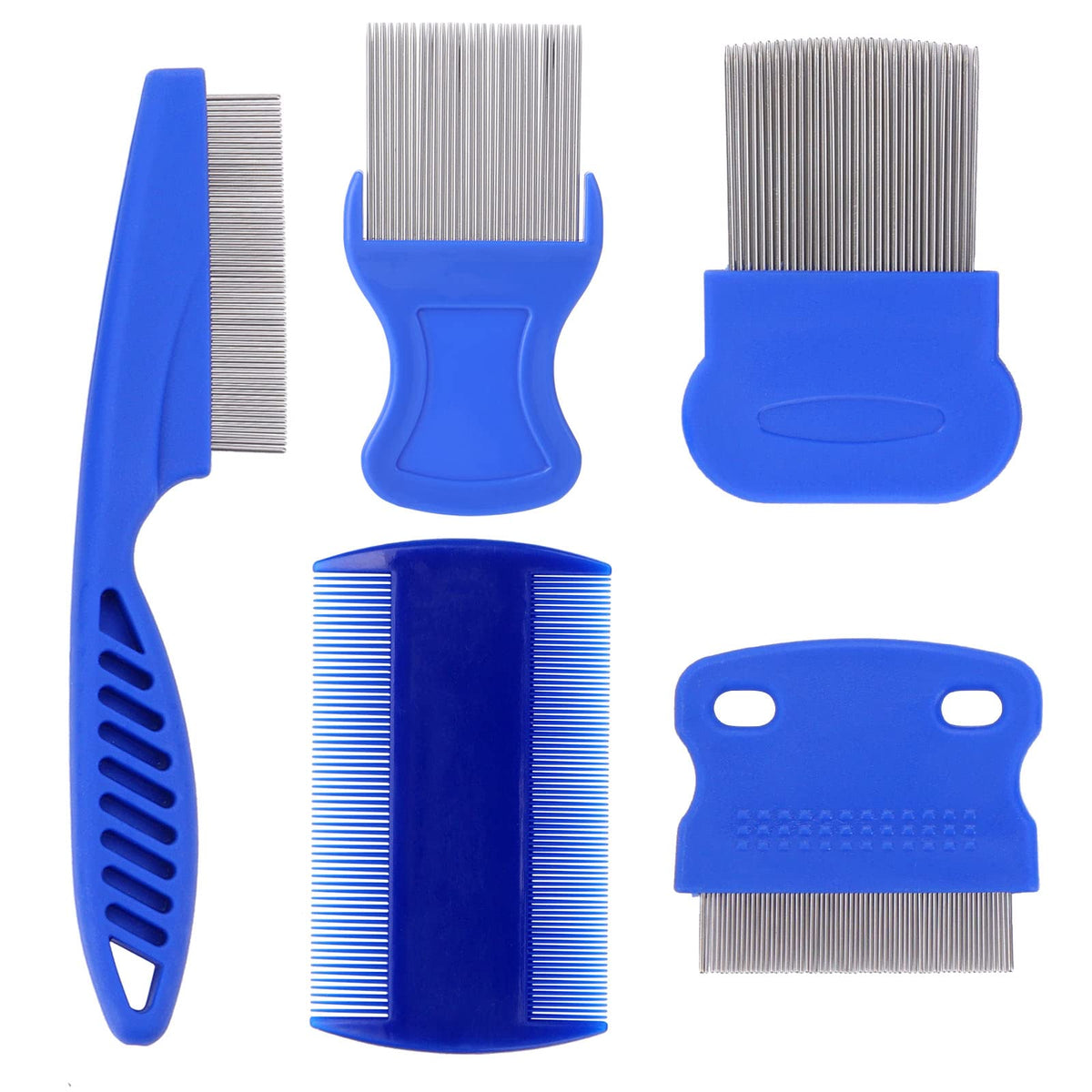 Molain Flea Comb And Tear Stain Remover Set - 5 Piece Grooming Kit For Pets