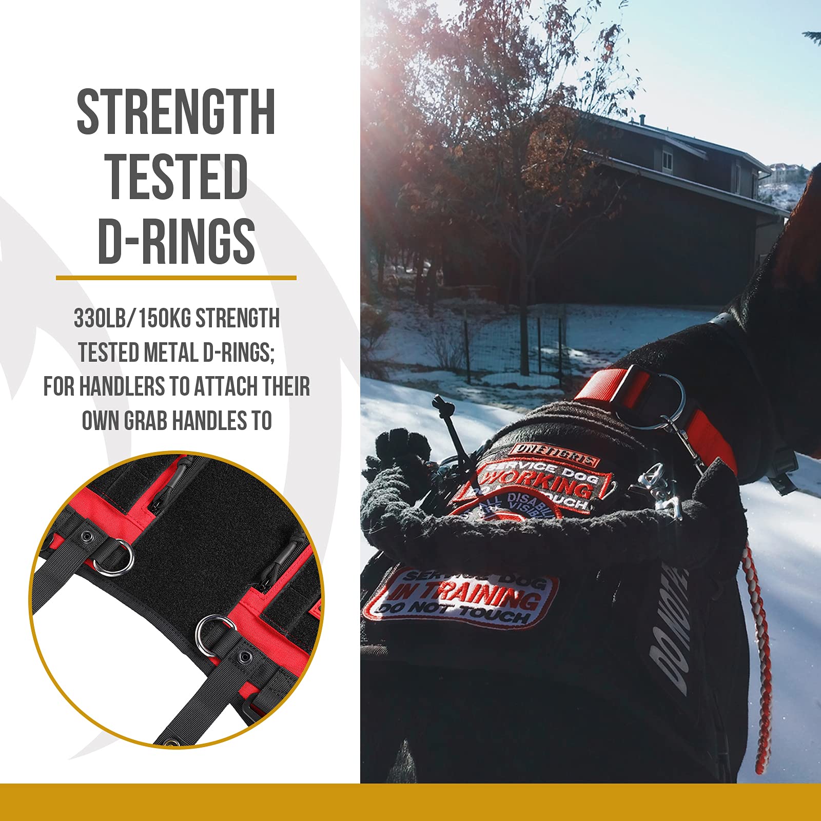 OneTigris Service Dog Vest, Tactical Dog Harness UTX Quick-Release Buckle, Removable Neck Strap Compatible with Assistance Harne