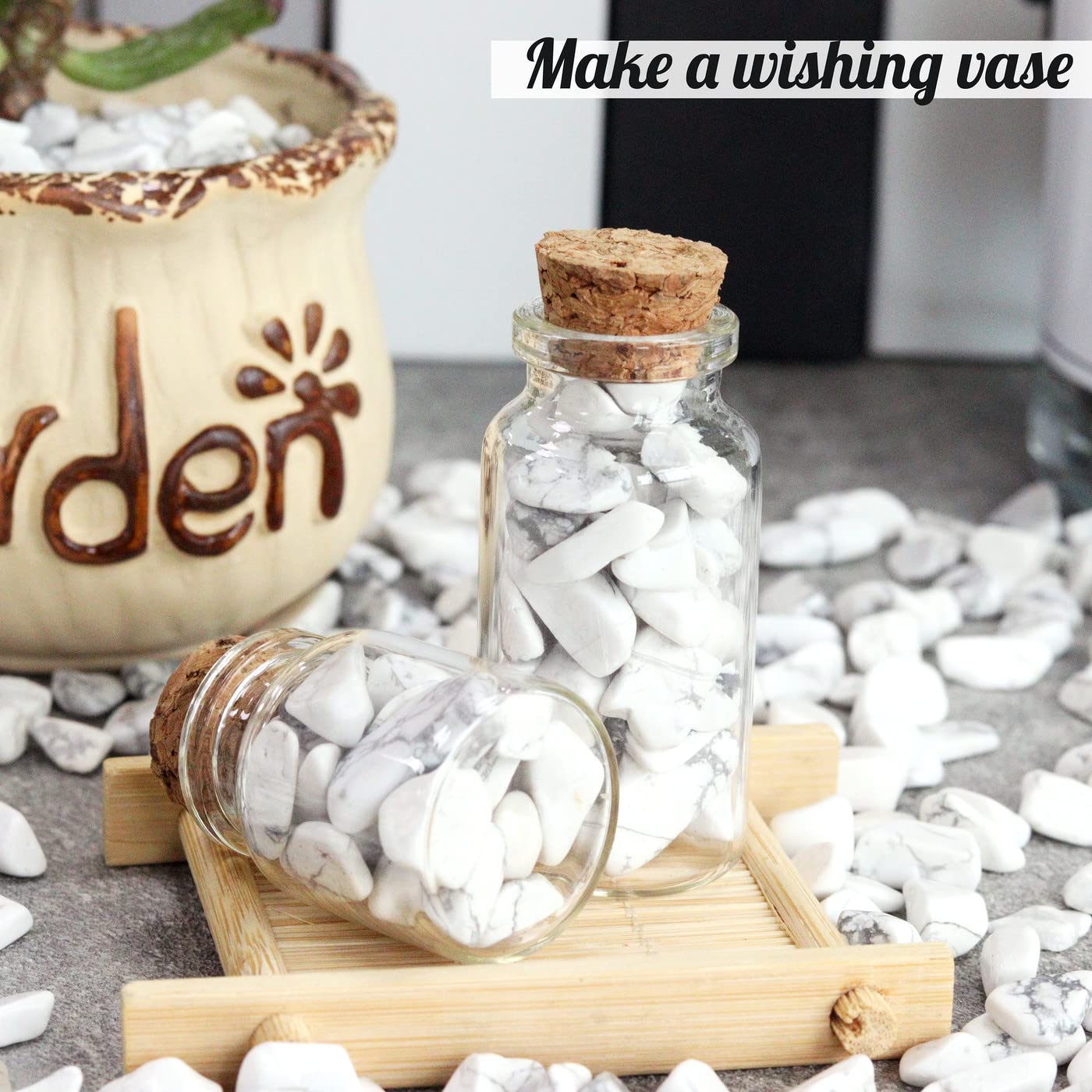 1Lb Howlite Aquarium Gravel Rocks Natural Tumbled Healing Crystal Chips Bulk Gemstones Crushed Stones For Fountain Vase Filler Planters Decorative Fish Tank Potted Reiki Energy Balancing