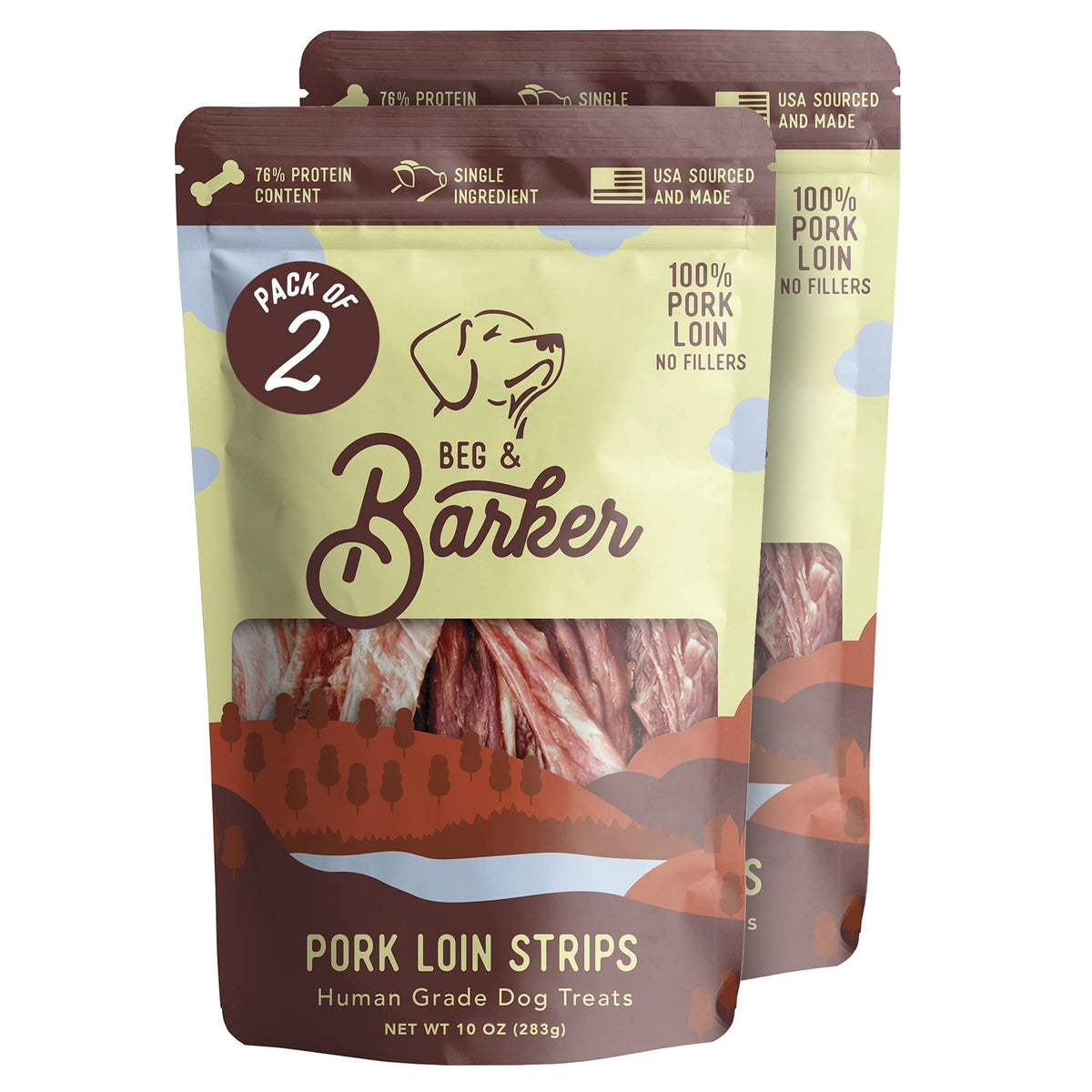 Beg & Barker Pork Jerky For Dogs (10 Ounce, Pack Of 2) - Dog Training Treats - Natural Dog Treats Made In The Usa - Grain Free, Diabetic-Friendly, High Protein, Sugar-Free