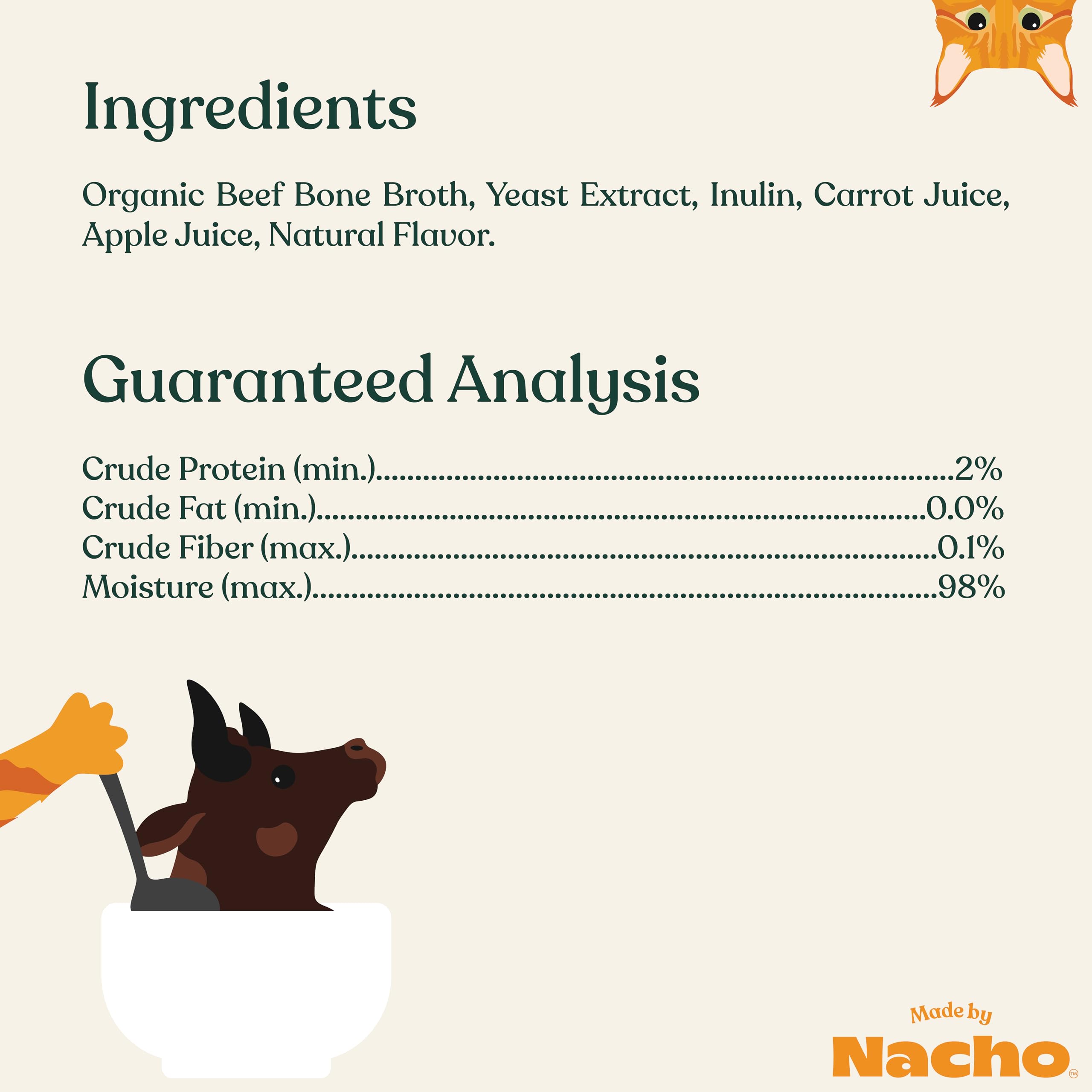 Made by Nacho Bone Broth Cat Food Topper for Hydration and Picky Eaters - Add Protein and Flavor to Your Dry Cat Food - Supports