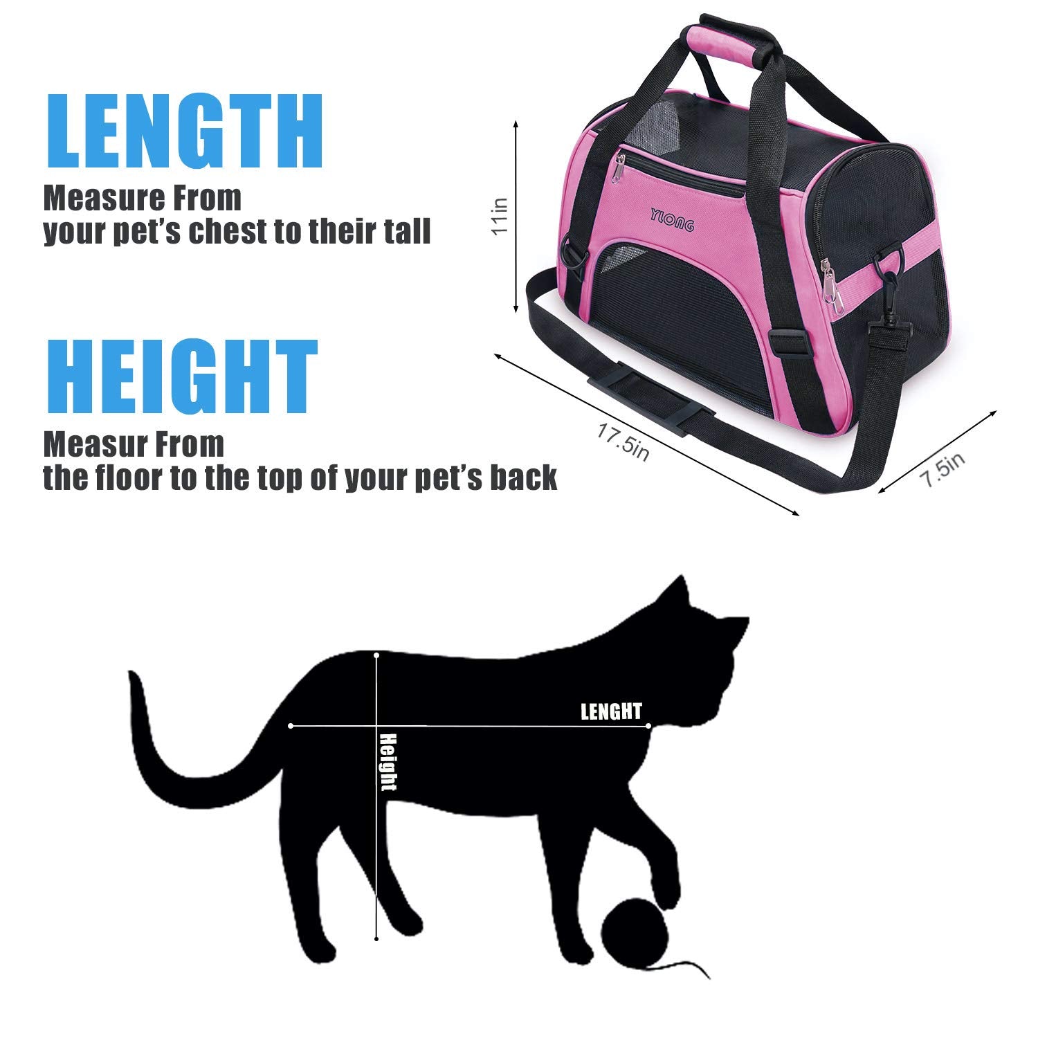 Ylong Cat Carrier Airline Approved Pet Carrier,Soft-Sided Pet Travel Carrier For Cats Dogs Puppy Comfort Portable Foldable Pet B