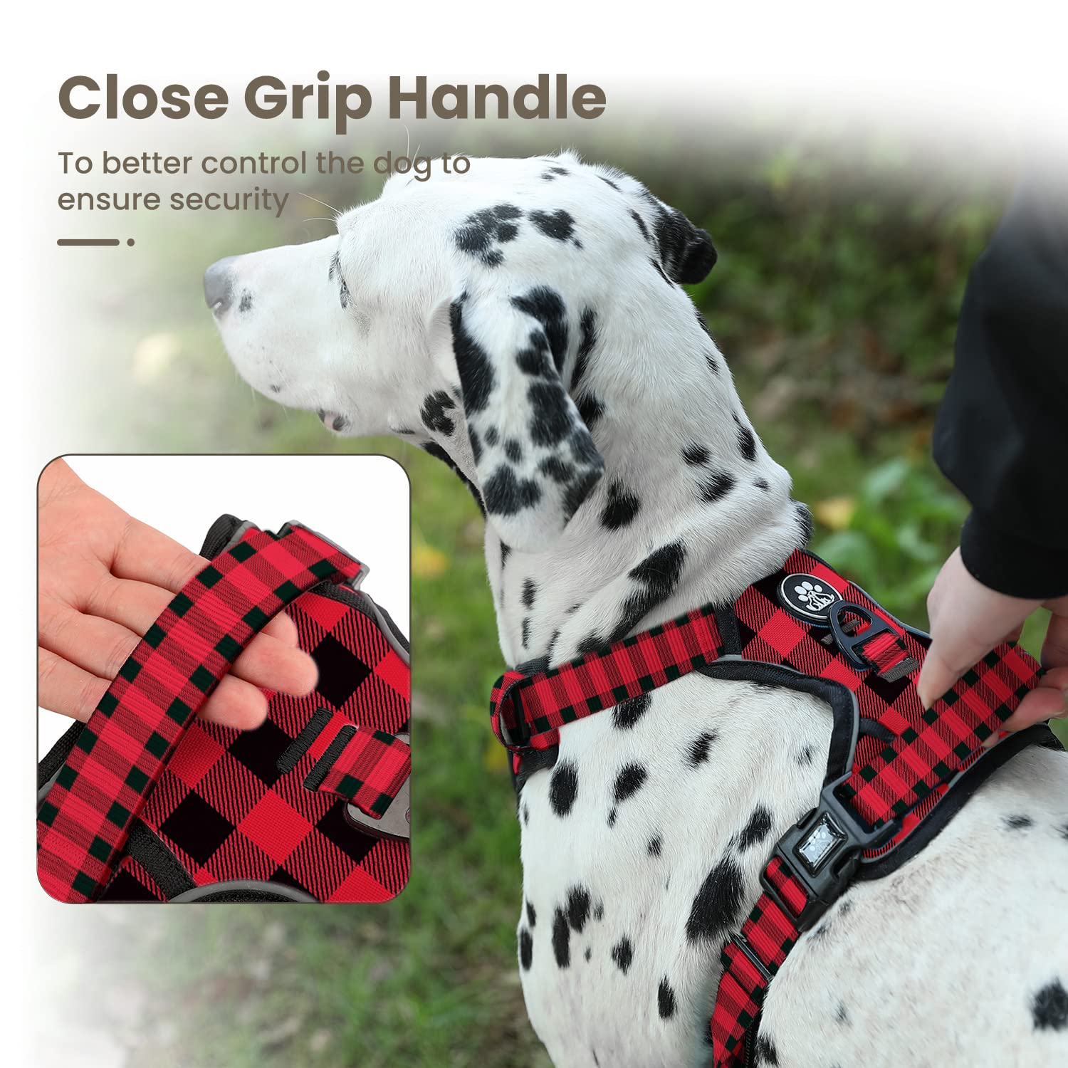 FURRYFECTION Plaid Dog Harness for Small Dogs | No Pull Reflective Pet Harness | No Choke Adjustable Dog Vest Harnesses | with L