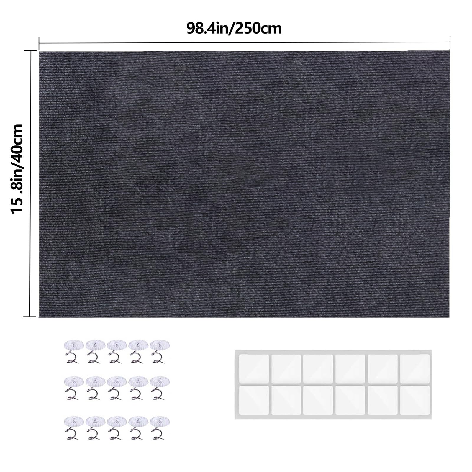 KVIDA Cat Scratch Furniture Protector - 98x16 Extra-Long Self-Adhesive Cat Scratch Pad for Couch, Cuttable Carpet Sofa Shield wi