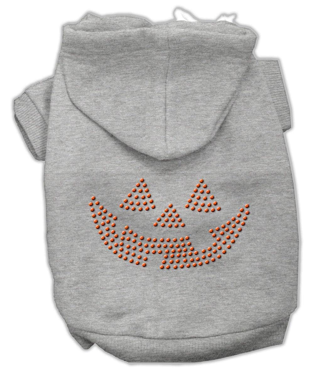 Halloween Pet Dog & Cat Hoodie Rhinestone, &quot;Jack O' Lantern&quot; Gray LG (10-14 lbs.)