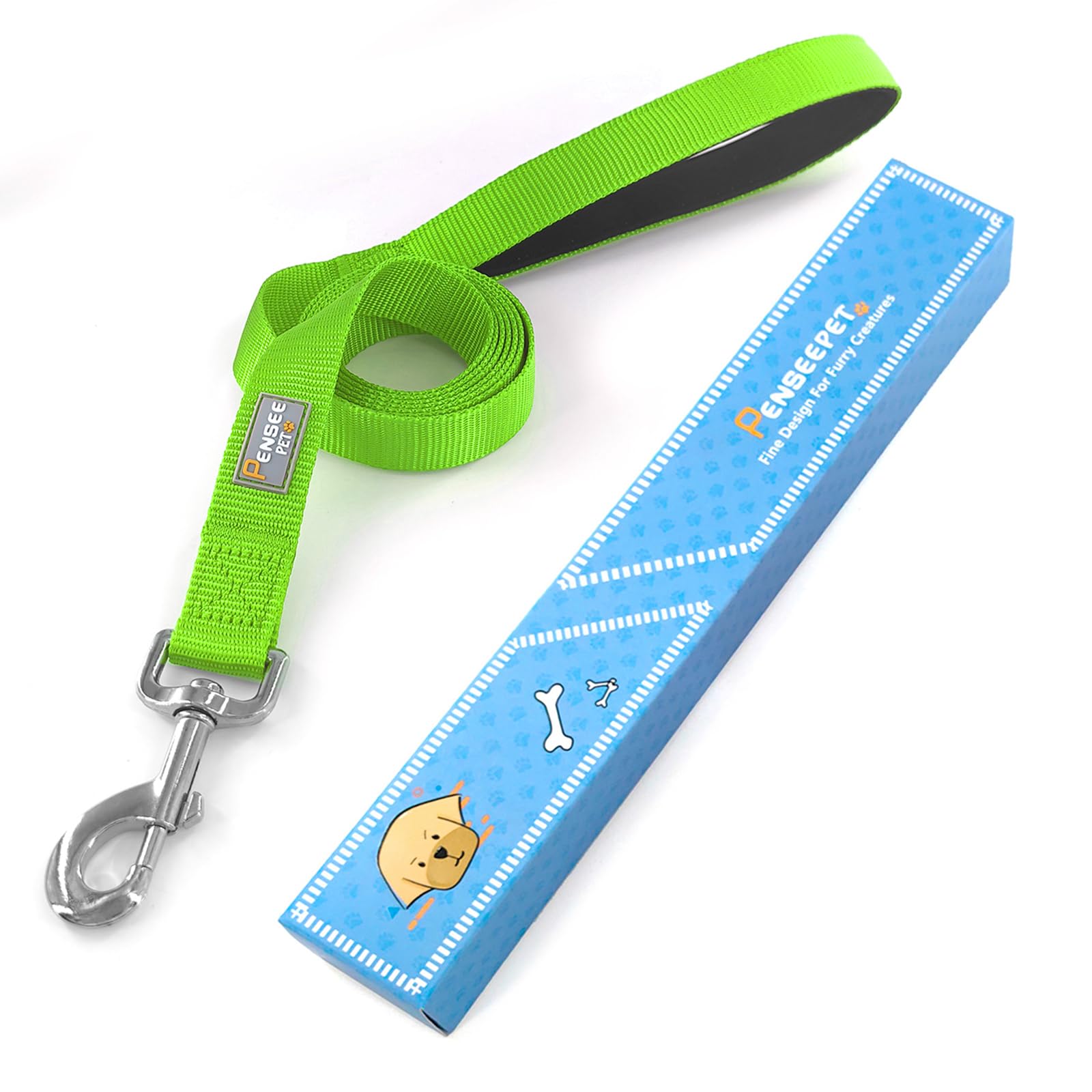 Penseepet Basic Dog Leashes 6 Ft Padded Handle Nylon Dogs Leashes For Medium Dogs Green